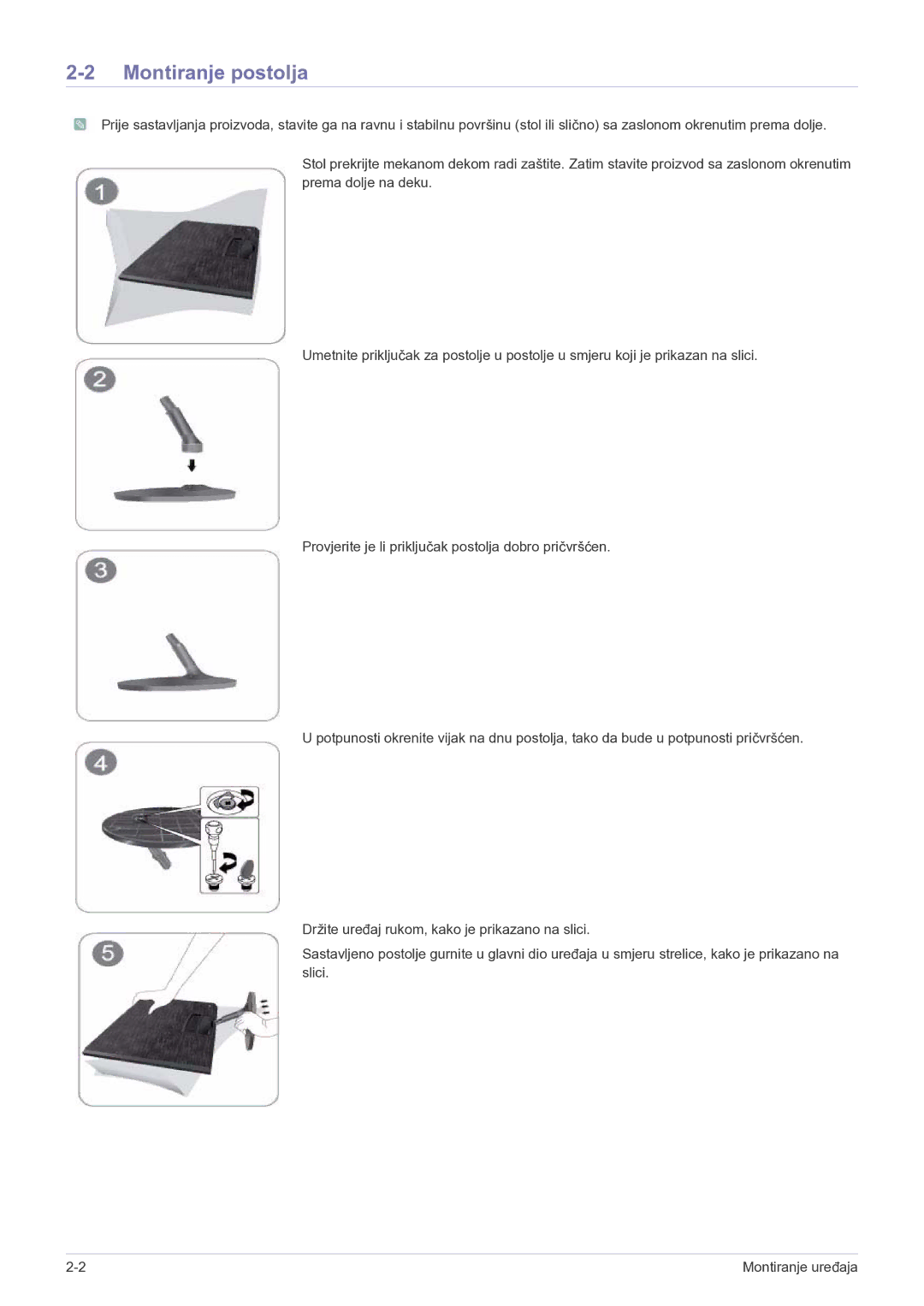 Samsung LS22B150NS/EN, LS19B150NS/EN manual Montiranje postolja 