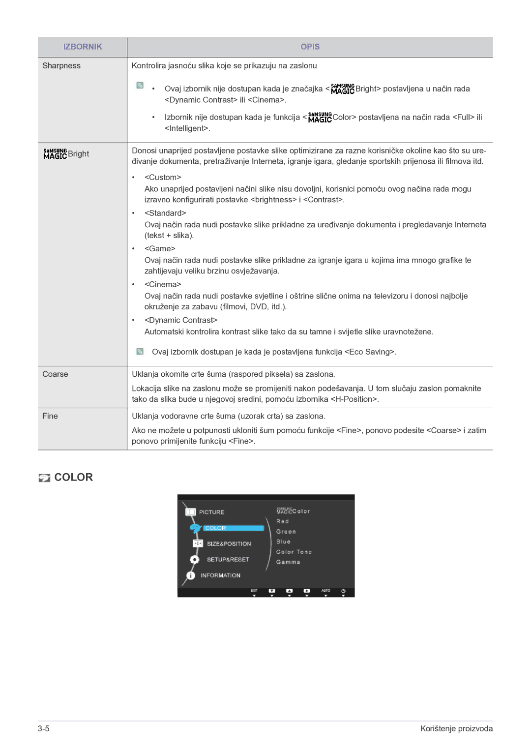 Samsung LS22B150NS/EN, LS19B150NS/EN manual Color 