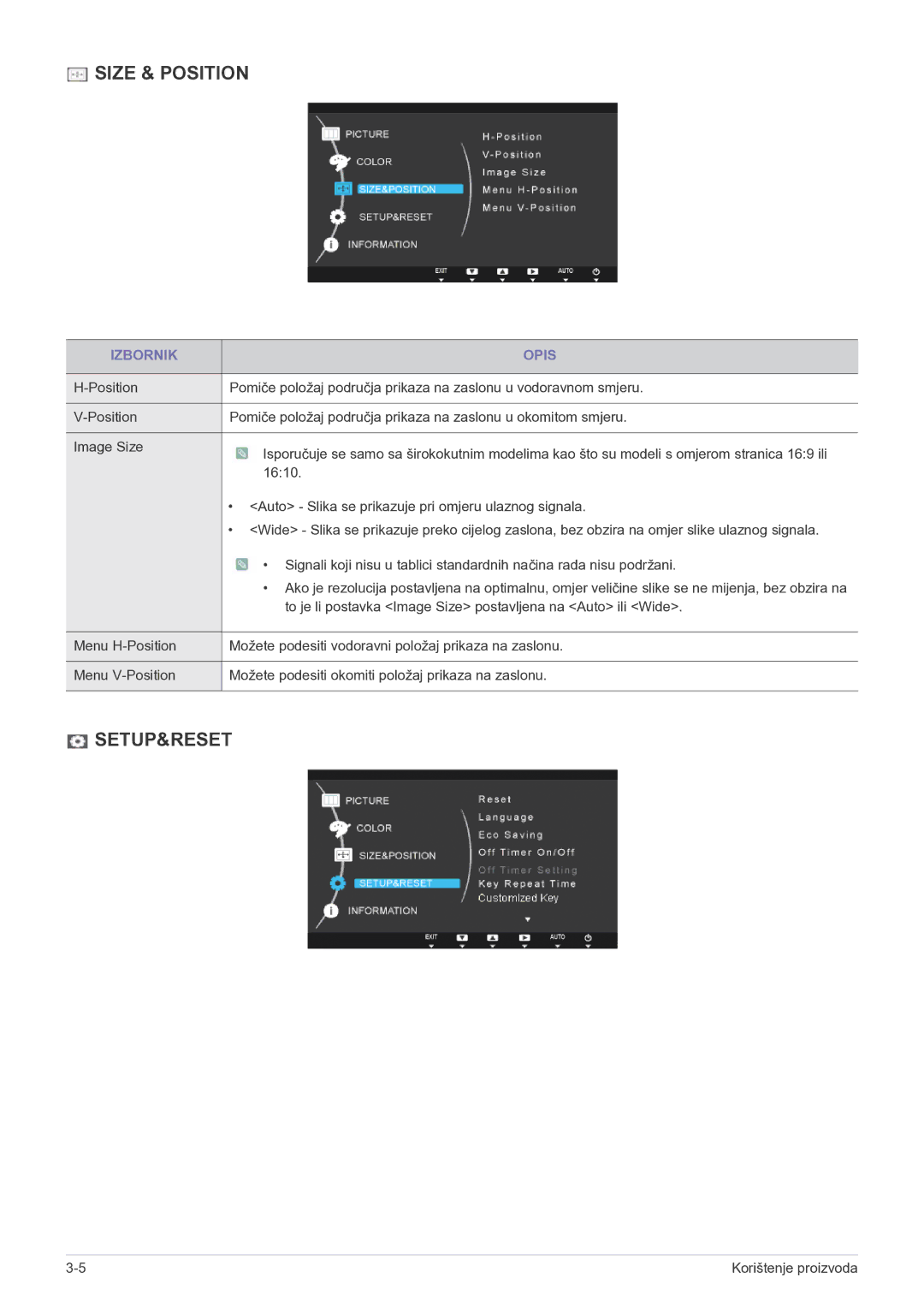 Samsung LS22B150NS/EN, LS19B150NS/EN manual Size & Position 