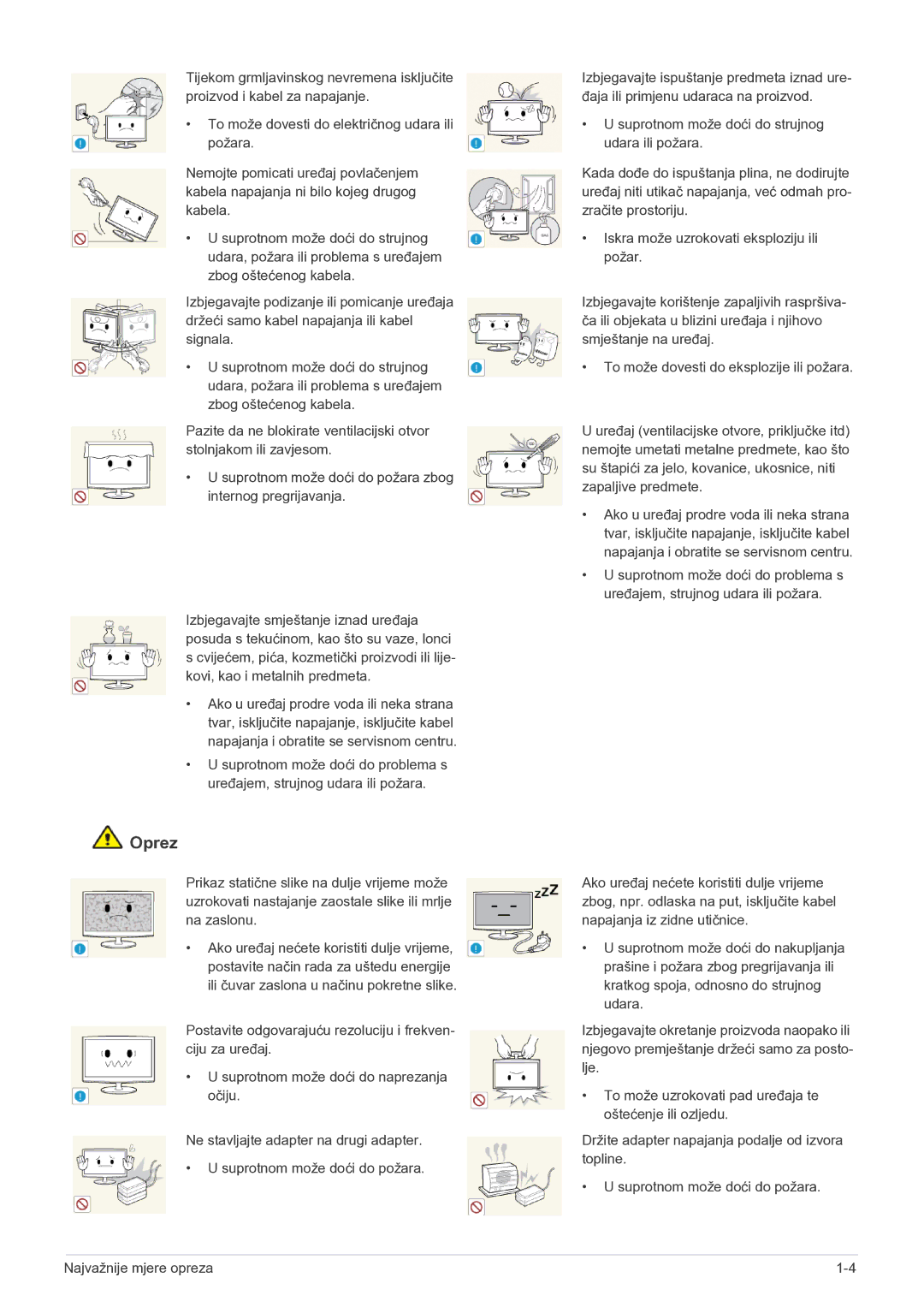 Samsung LS19B150NS/EN, LS22B150NS/EN manual Oprez 