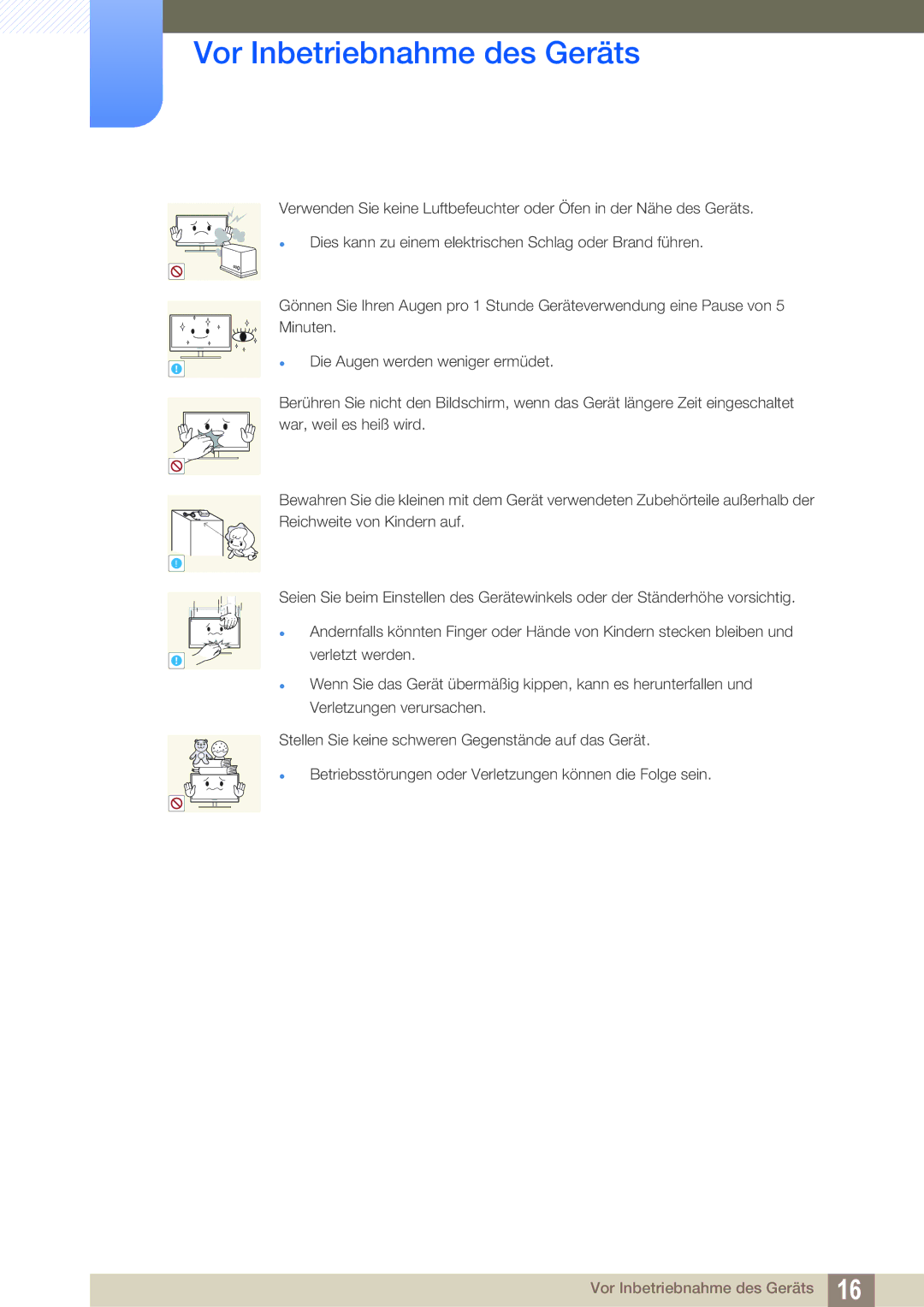 Samsung LS22B220BWV/EN manual Vor Inbetriebnahme des Geräts 