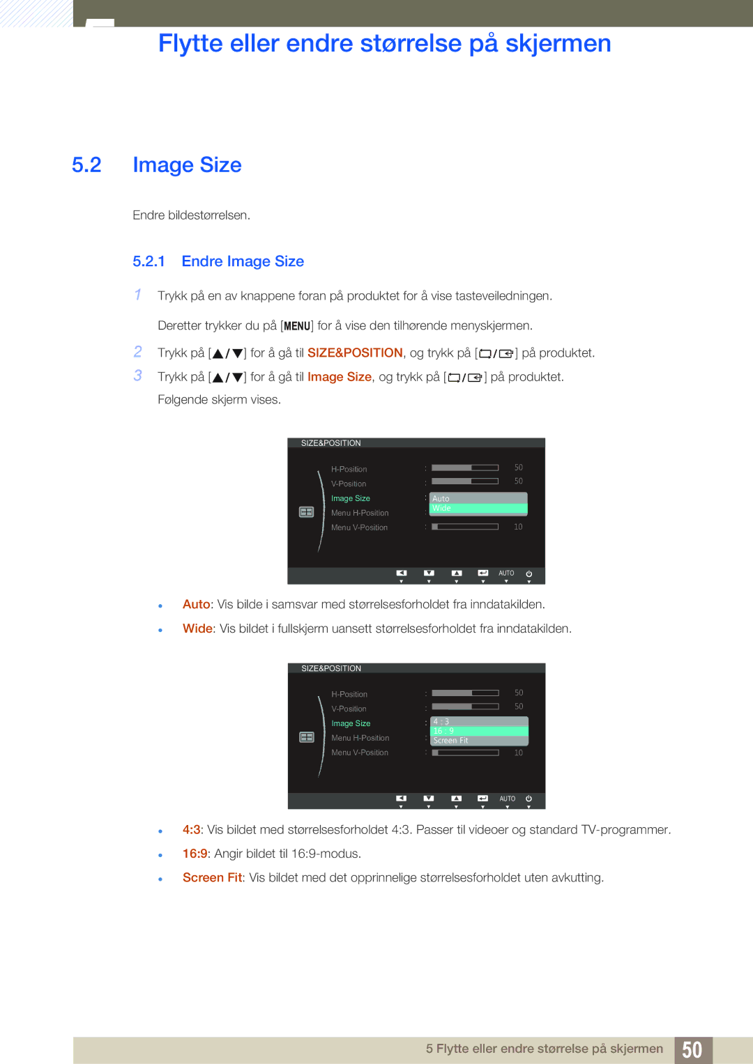 Samsung LS22B220BWV/EN manual Endre Image Size 