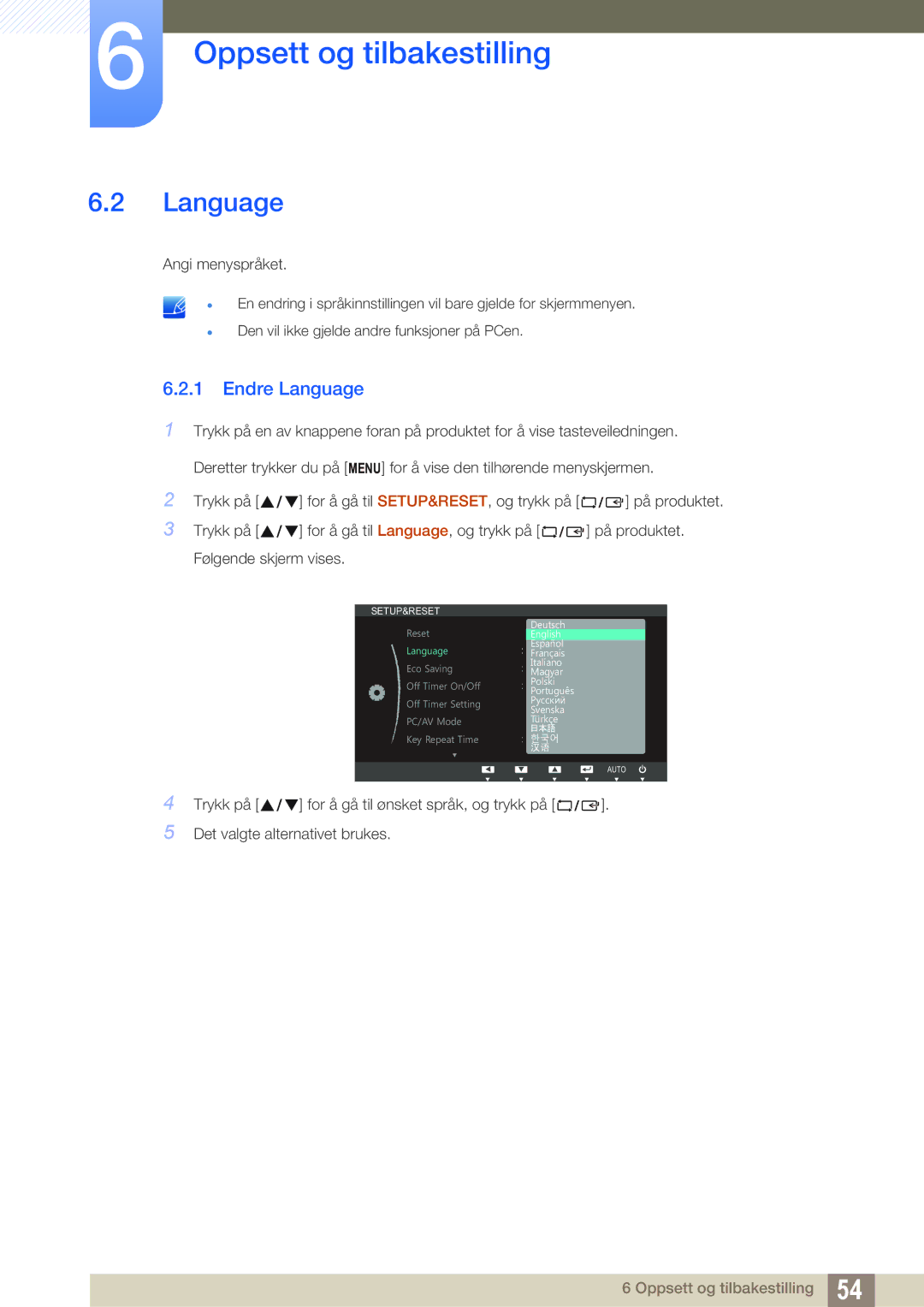 Samsung LS22B220BWV/EN manual Endre Language 