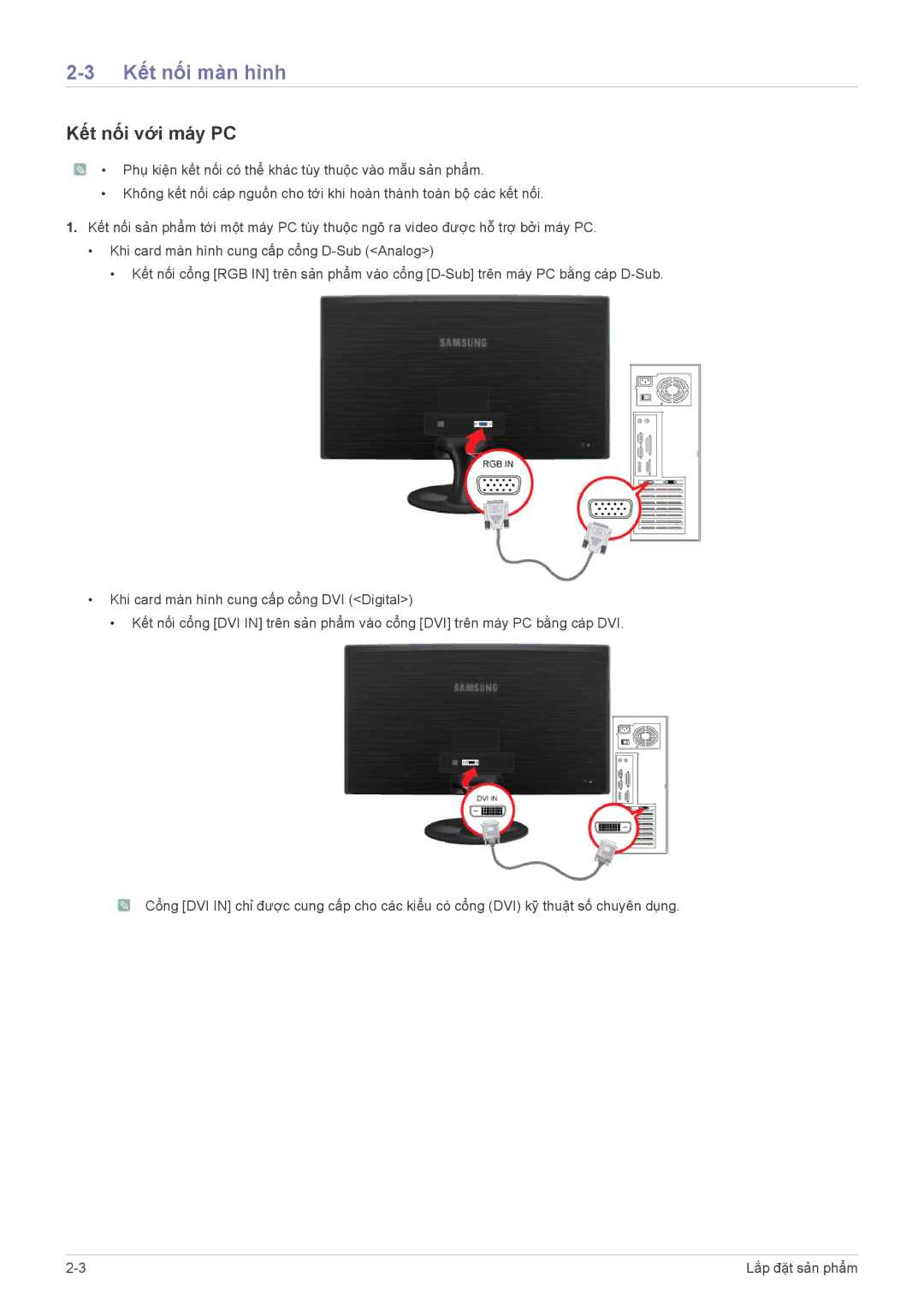 Samsung LS19B300BSMXV, LS22B300BS/XF manual Kết nối màn hình, Kết nối với máy PC 