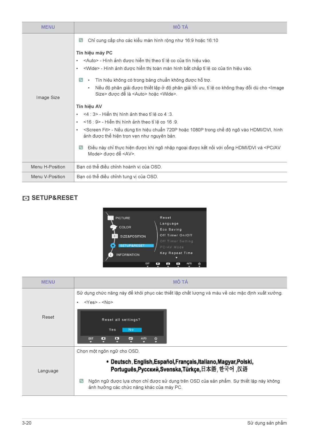 Samsung LS19B300BSMXV, LS22B300BS/XF manual Setup&Reset 