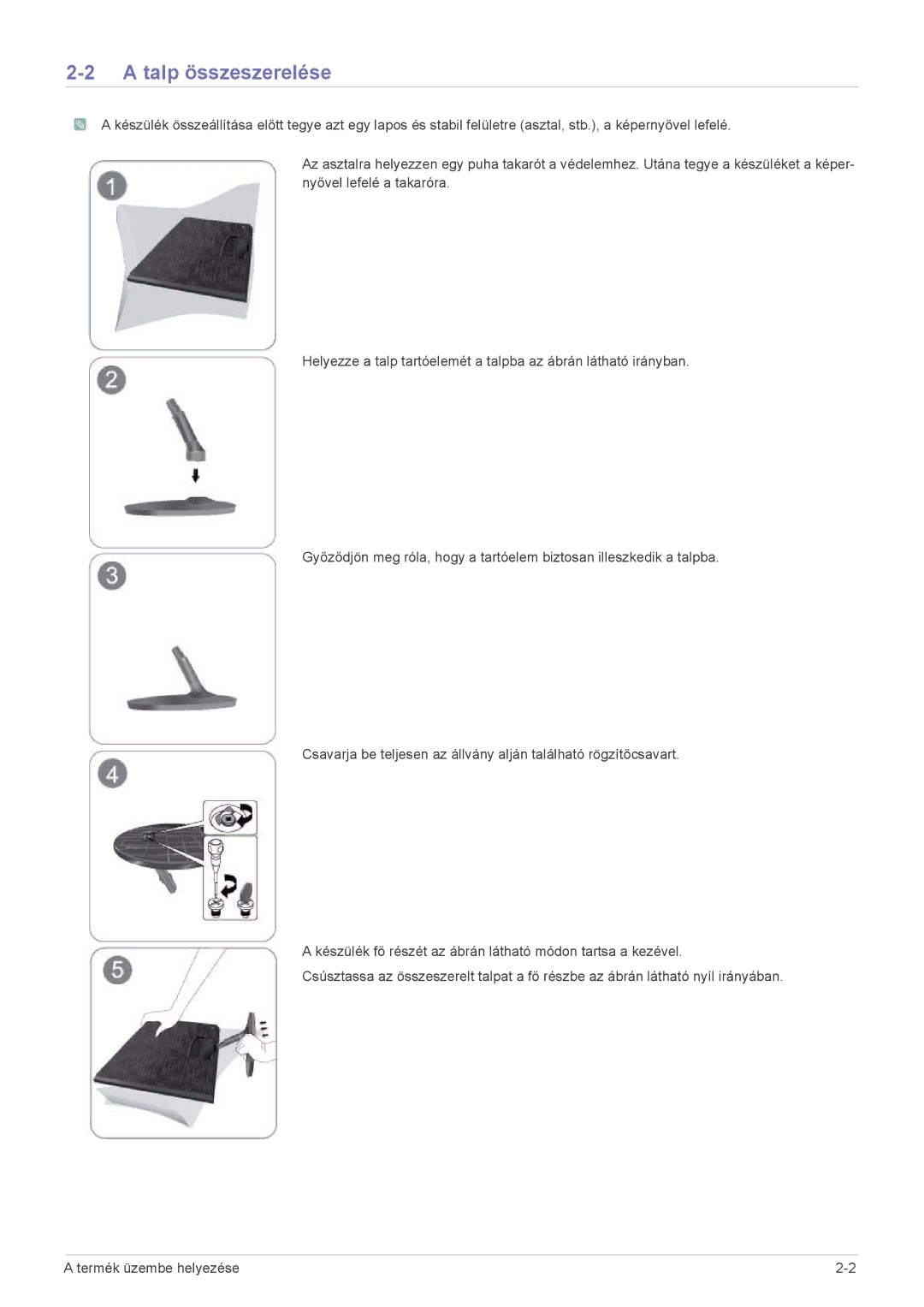 Samsung LS19B300NS/EN, LS22B300HS/EN, LS23B300BS/EN, LS22B300BS/EN, LS23B300HS/EN, LS22A300NS/EN manual Talp összeszerelése 