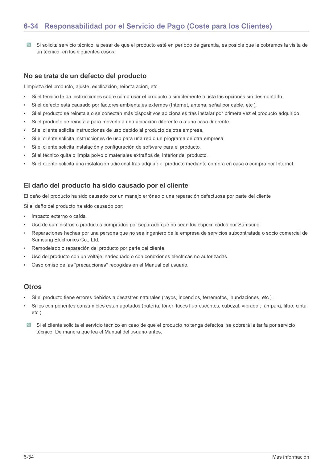 Samsung LS20B300NS/EN No se trata de un defecto del producto, El daño del producto ha sido causado por el cliente, Otros 