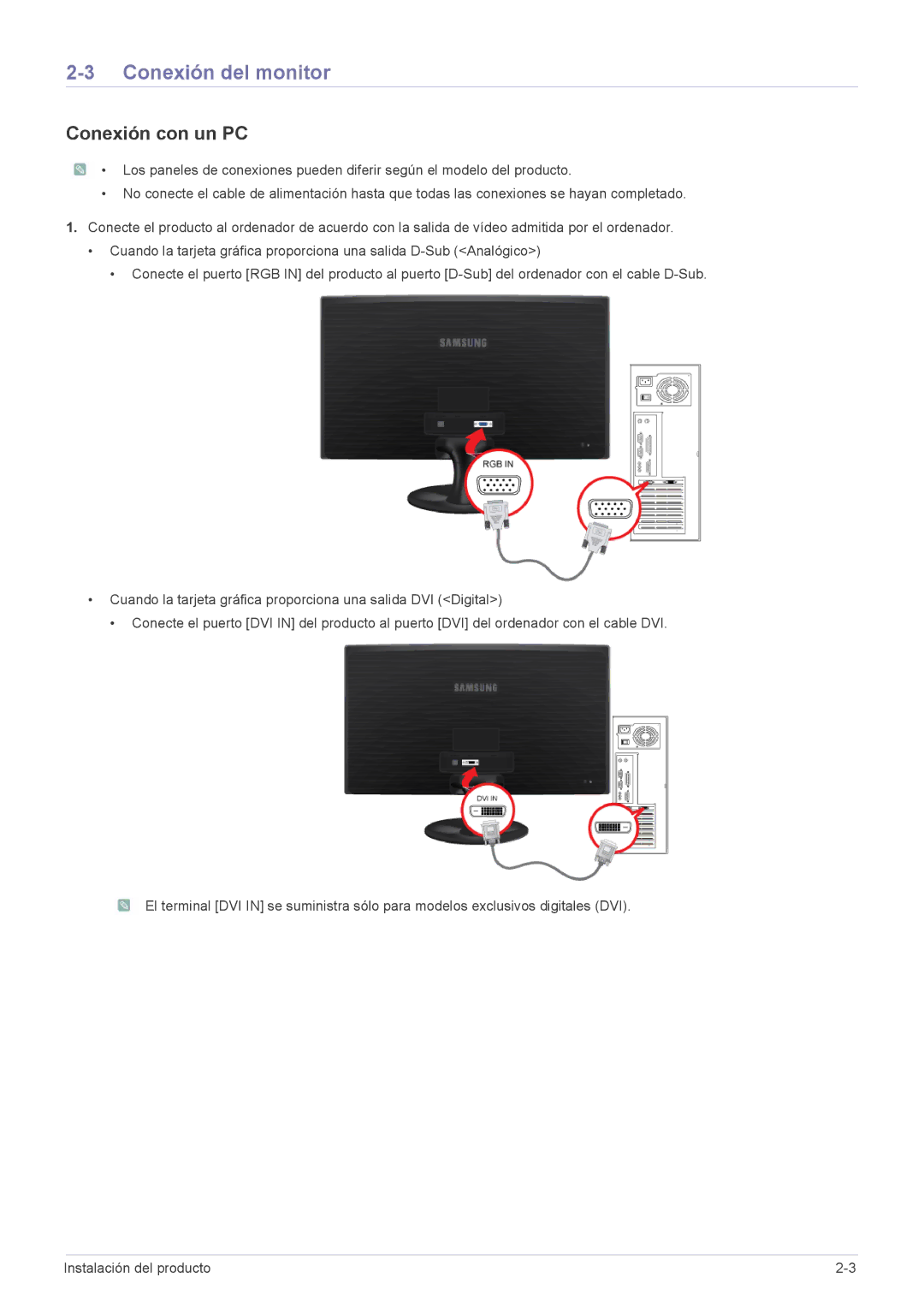 Samsung LS20B300NS/EN, LS22B300HS/EN, LS23B300BS/EN, LS19B300NS/EN, LS22B300BS/EN Conexión del monitor, Conexión con un PC 