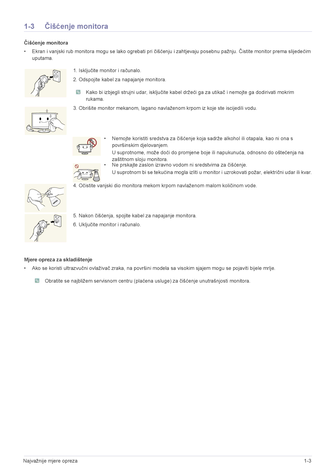 Samsung LS22A300NS/EN, LS22B300HS/EN, LS23B300BS/EN, LS19B300NS/EN, LS22B300BS/EN, LS23B300HS/EN manual Čišćenje monitora 