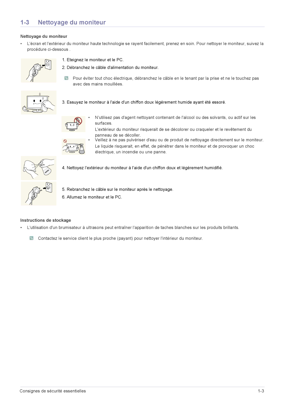 Samsung LS23B300HS/EN, LS22B300HS/EN, LS23B300BS/EN, LS24B300HLZ/EN, LS24B300BLZ/EN, LS19B300NS/EN manual Nettoyage du moniteur 