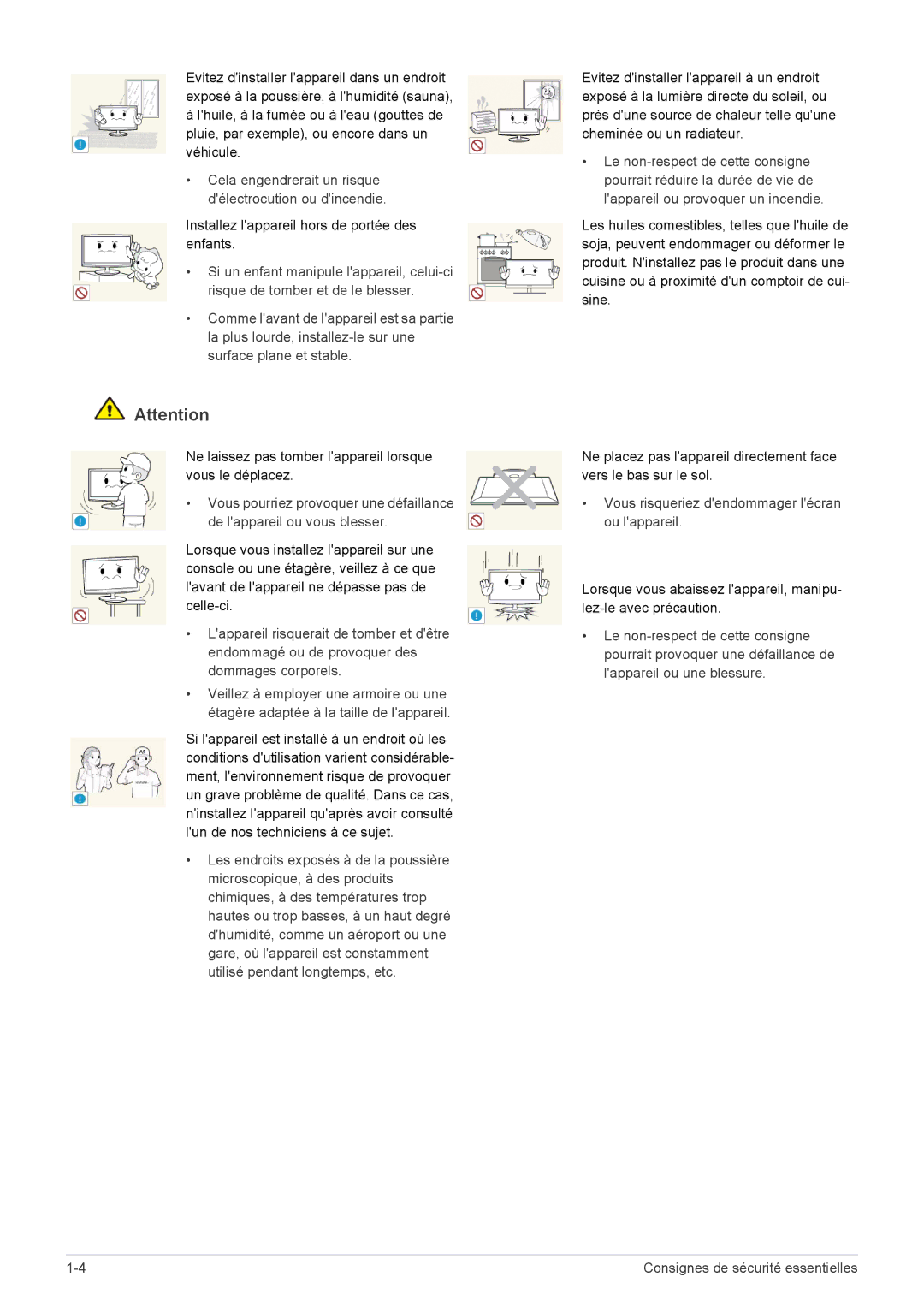 Samsung LS24B300HS/EN, LS22B300HS/EN, LS23B300BS/EN, LS24B300HLZ/EN manual Vous risqueriez dendommager lécran ou lappareil 