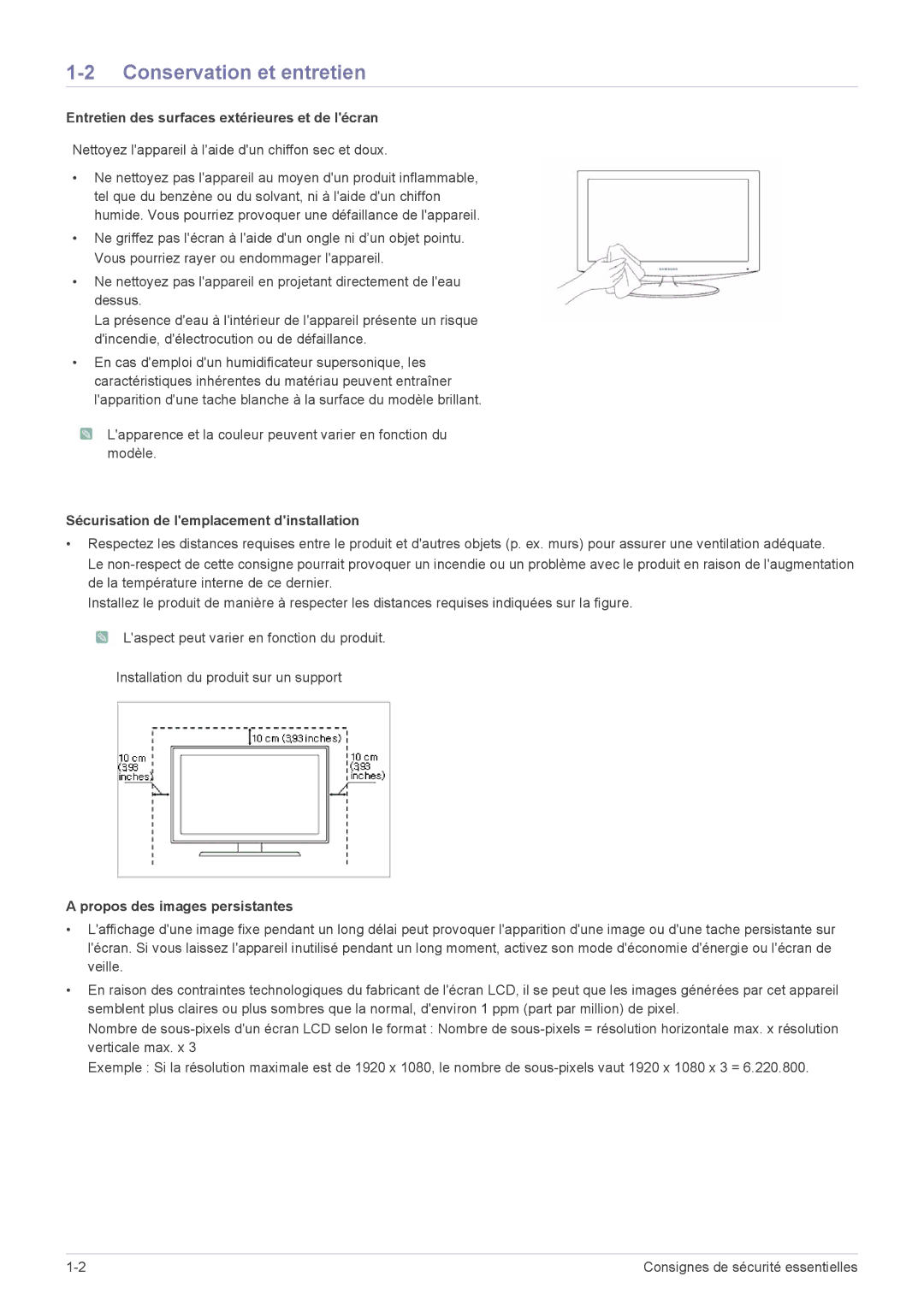 Samsung LS22B3UVMN/EN, LS20B3UVMN/EN manual Conservation et entretien, Entretien des surfaces extérieures et de lécran 