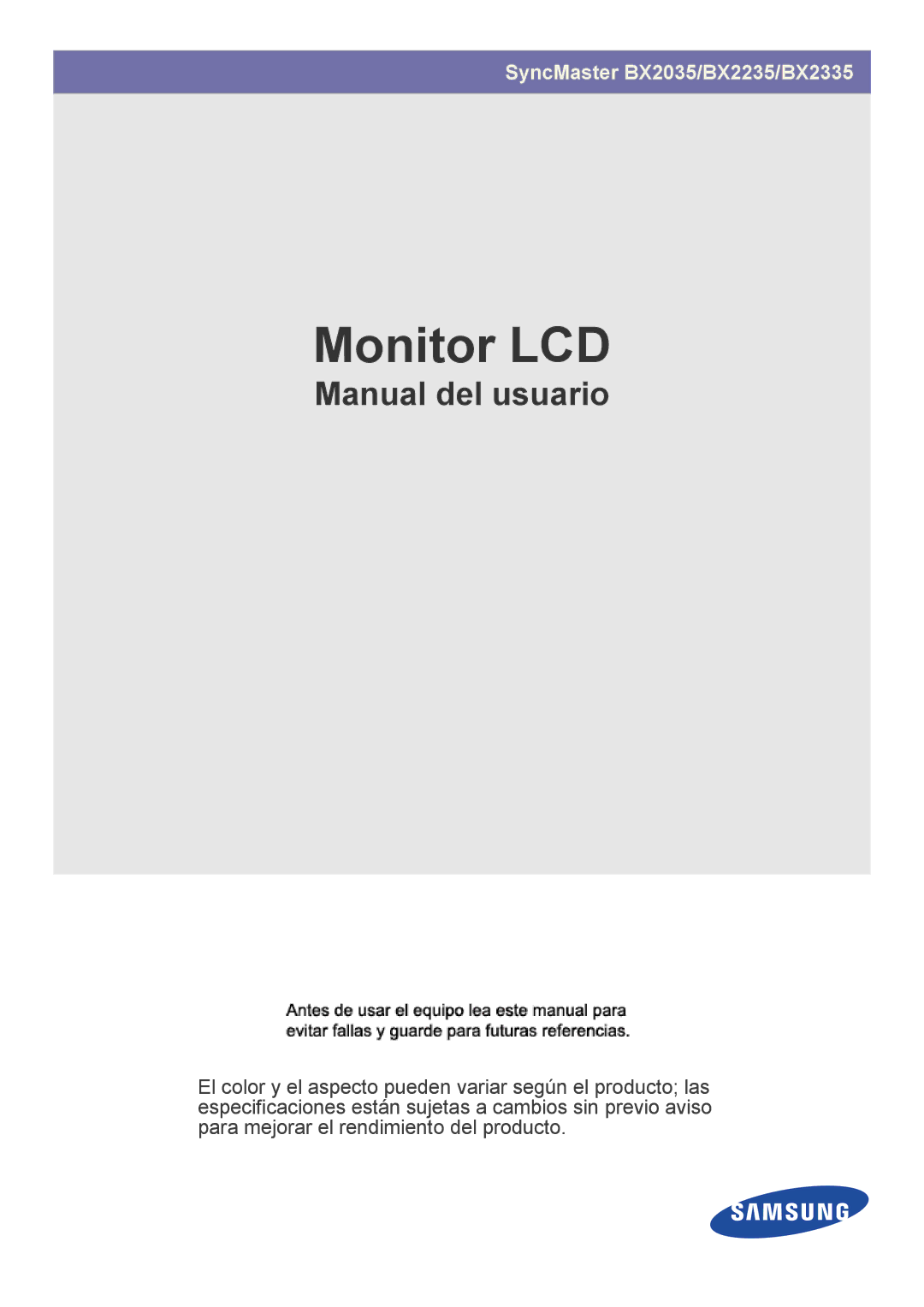 Samsung LS20B3UVMN/EN, LS22B3UVMN/EN, LS23B3UVMN/EN manual LCD Monitor 