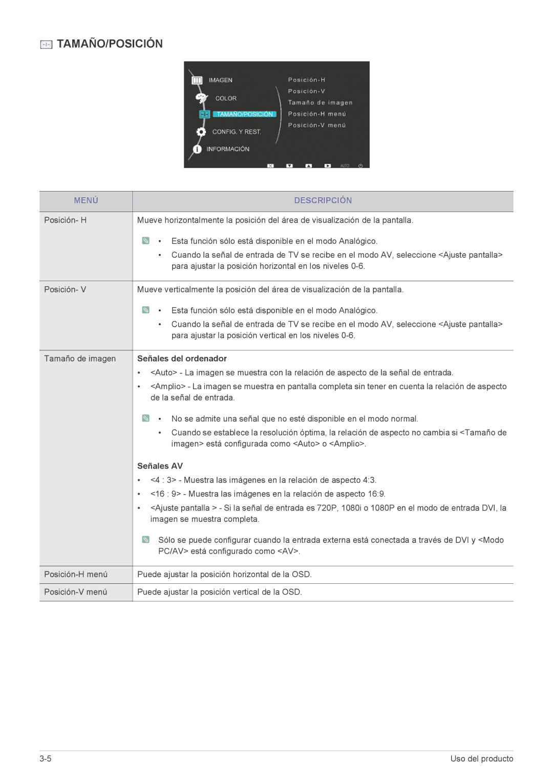 Samsung LS20B3UVMV/ZA, LS22B3UVMN/EN, LS20B3UVMN/EN, LS23B3UVMN/EN, LS23B3UVMV/ZA manual Señales del ordenador, Señales AV 