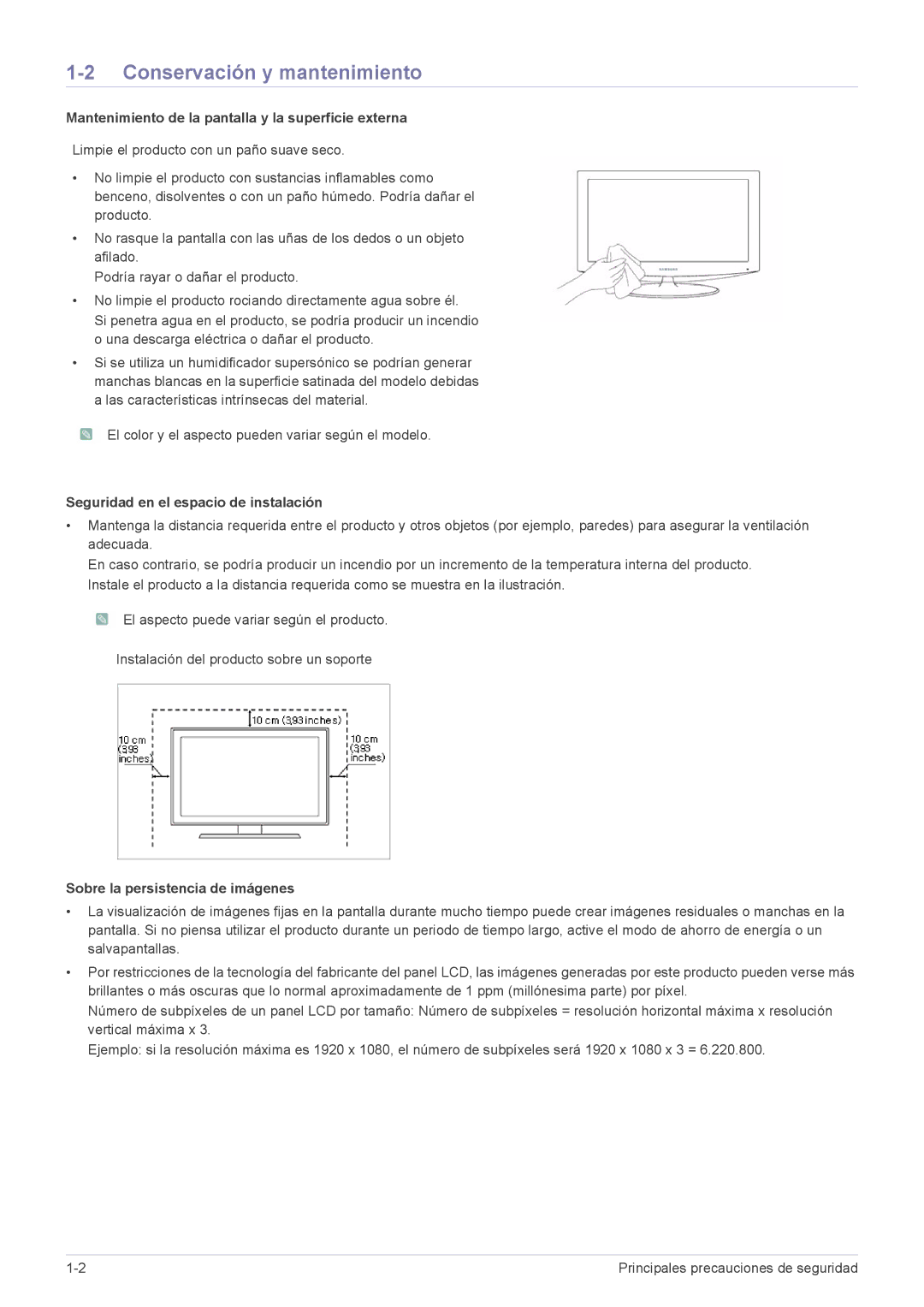 Samsung LS23B3UVMV/ZA, LS22B3UVMN/EN Conservación y mantenimiento, Mantenimiento de la pantalla y la superficie externa 