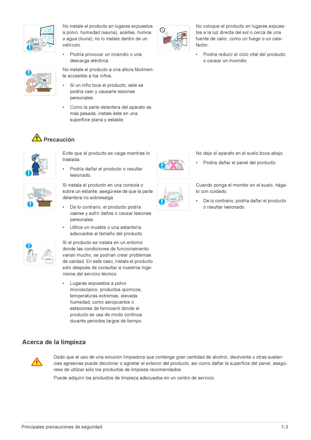 Samsung LS23B3UVMN/EN, LS22B3UVMN/EN, LS20B3UVMN/EN, LS20B3UVMV/ZA, LS23B3UVMV/ZA manual Acerca de la limpieza 