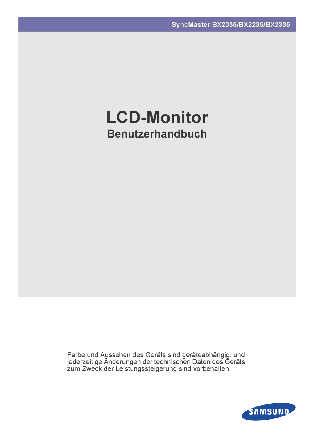 Samsung LS20B3UVMN/EN, LS22B3UVMN/EN, LS23B3UVMN/EN manual LCD Monitor 