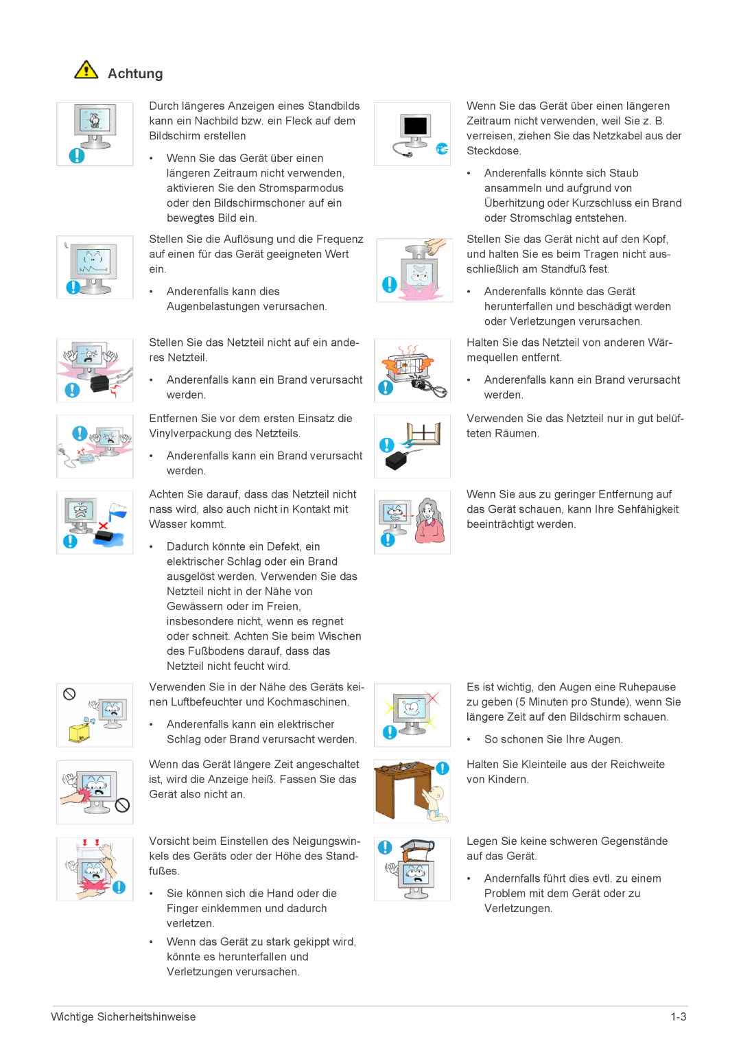 Samsung LS23B3UVMN/EN, LS22B3UVMN/EN, LS20B3UVMN/EN manual Anderenfalls kann dies Augenbelastungen verursachen 