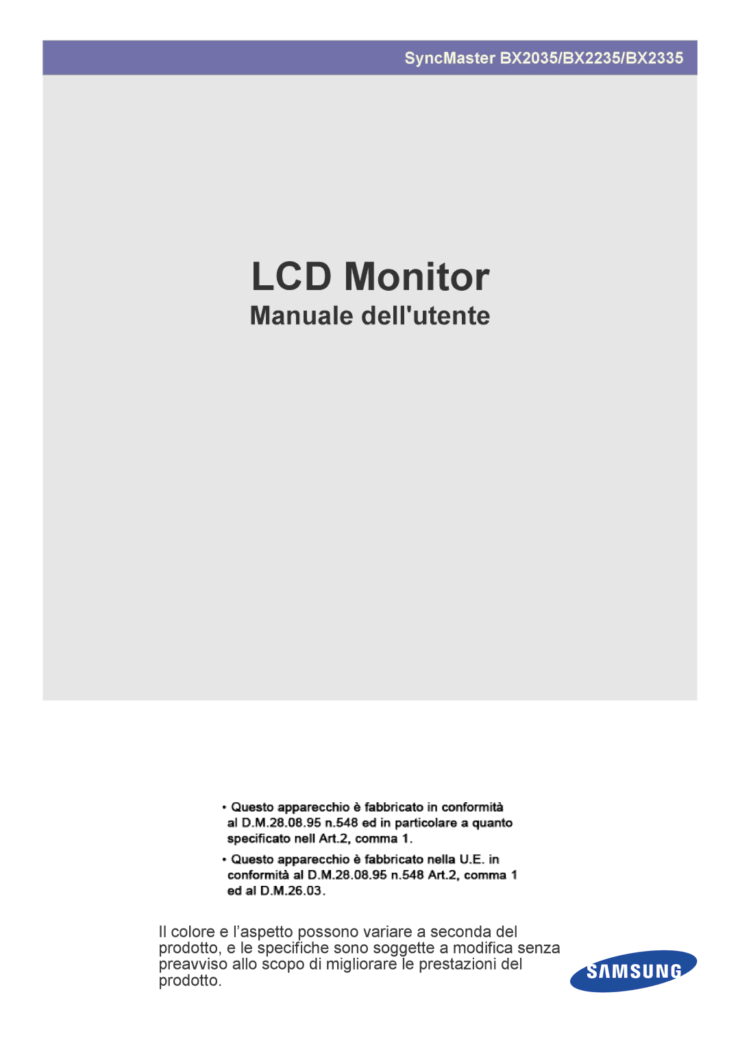 Samsung LS20B3UVMN/EN, LS22B3UVMN/EN, LS23B3UVMN/EN manual LCD Monitor 