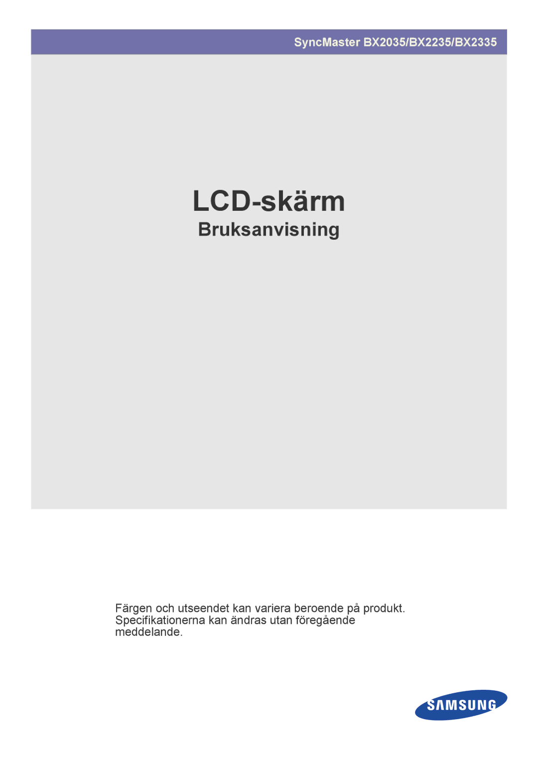 Samsung LS20B3UVMN/EN, LS22B3UVMN/EN, LS23B3UVMN/EN manual LCD-skärm 