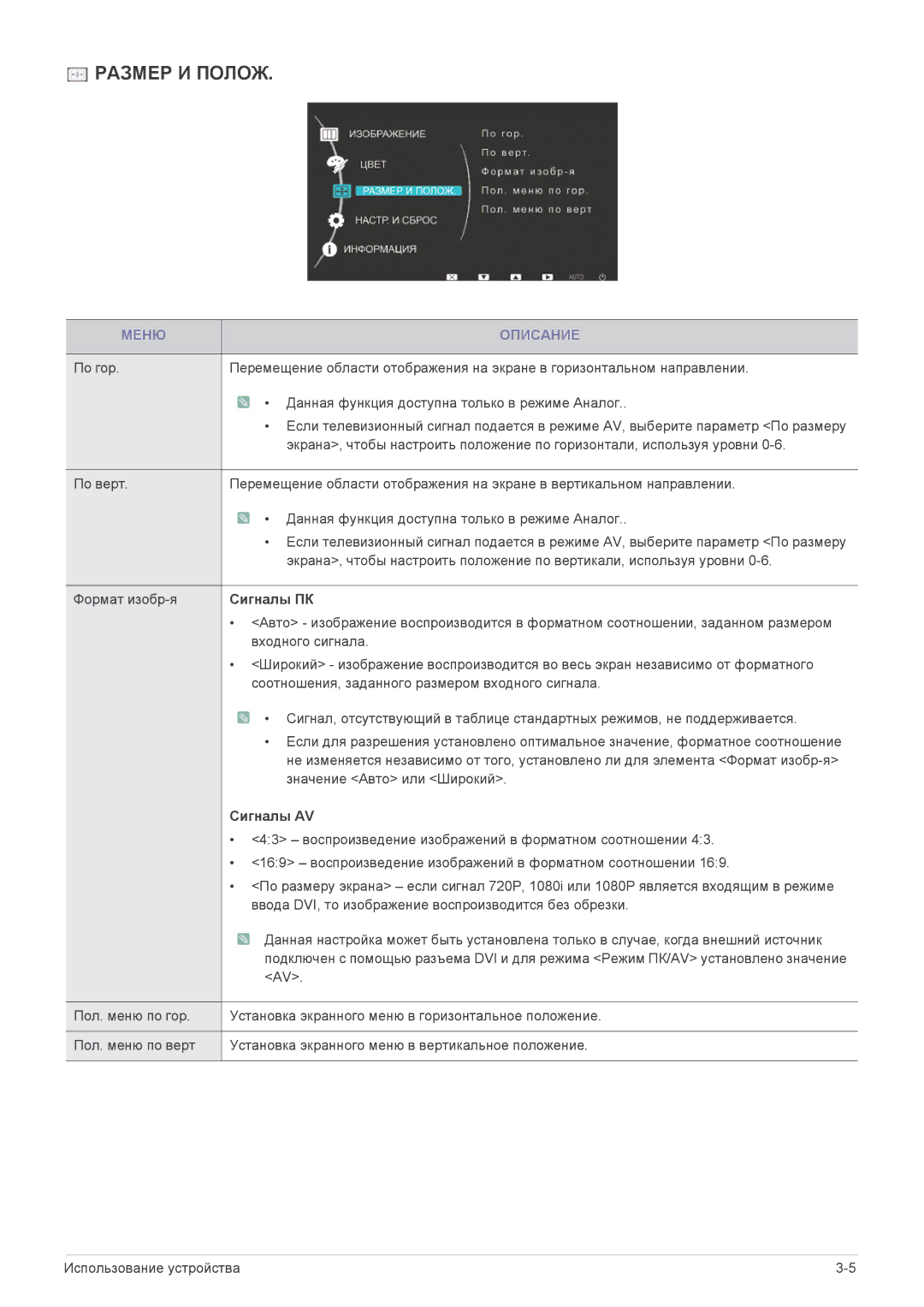 Samsung LS23B3UVMN/EN, LS22B3UVMN/EN, LS20B3UVMN/EN manual Сигналы ПК, Сигналы AV 