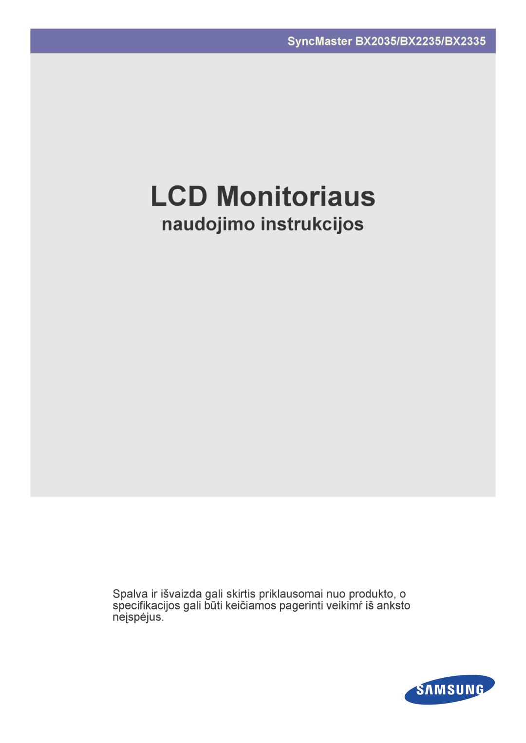 Samsung LS23B3UVMN/EN, LS22B3UVMN/EN manual LCD Monitoriaus 