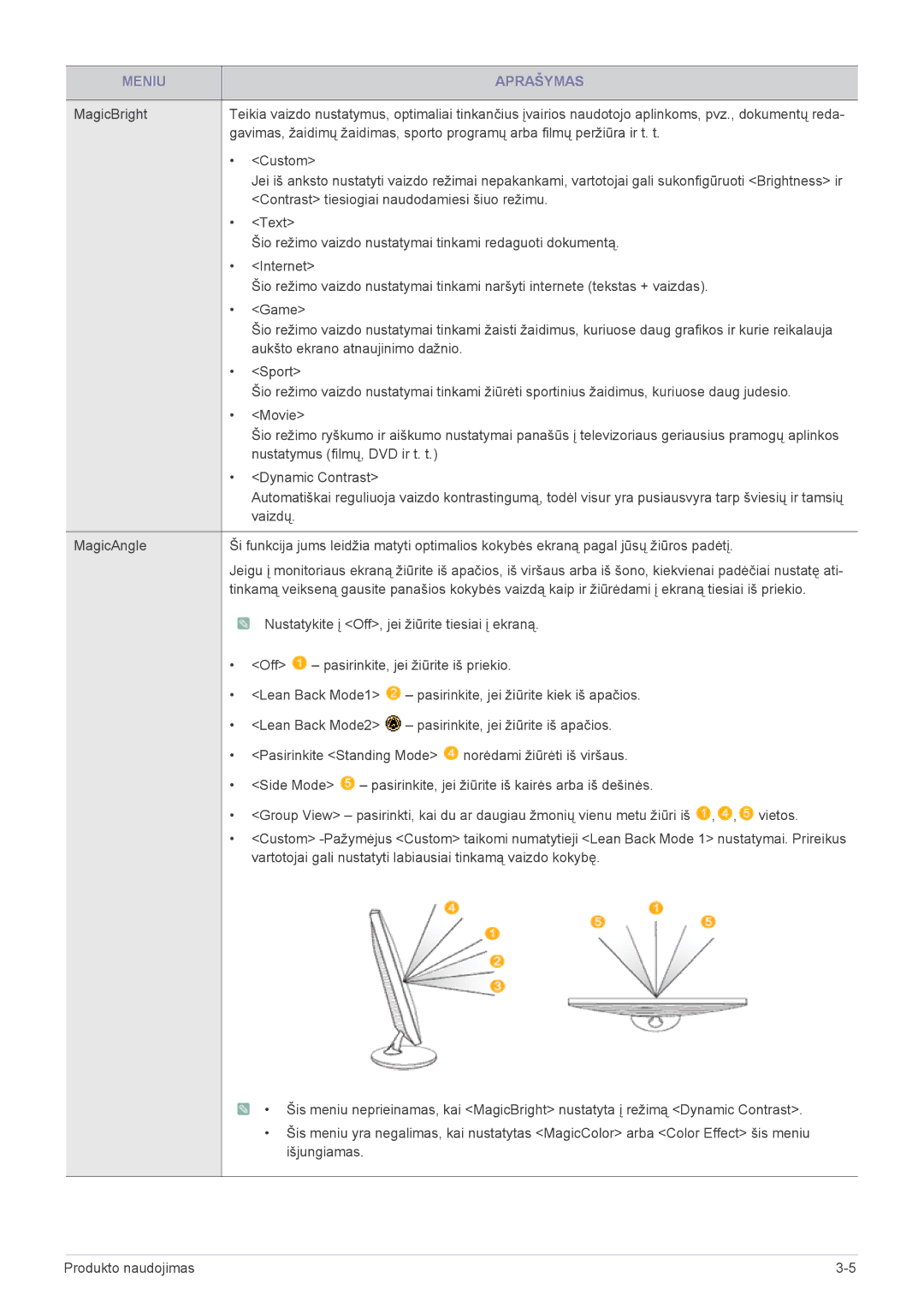 Samsung LS23B3UVMN/EN, LS22B3UVMN/EN manual Nustatykite į Off, jei žiūrite tiesiai į ekraną 