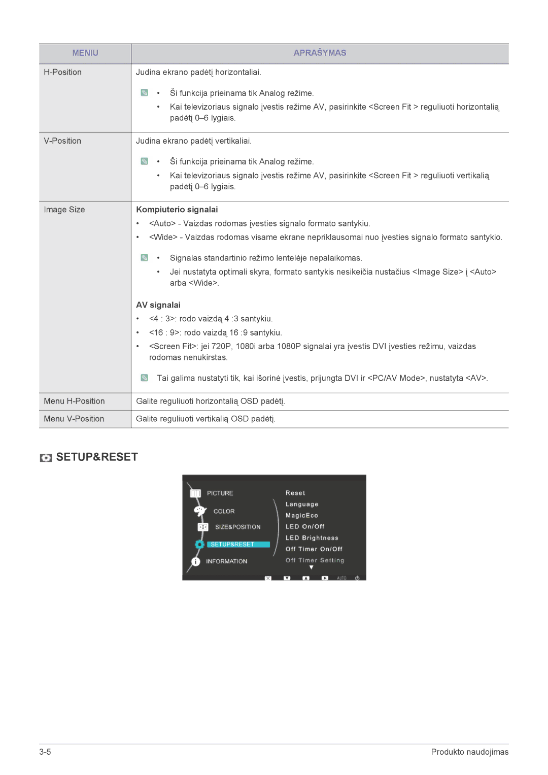 Samsung LS22B3UVMN/EN, LS23B3UVMN/EN manual Kompiuterio signalai, AV signalai 