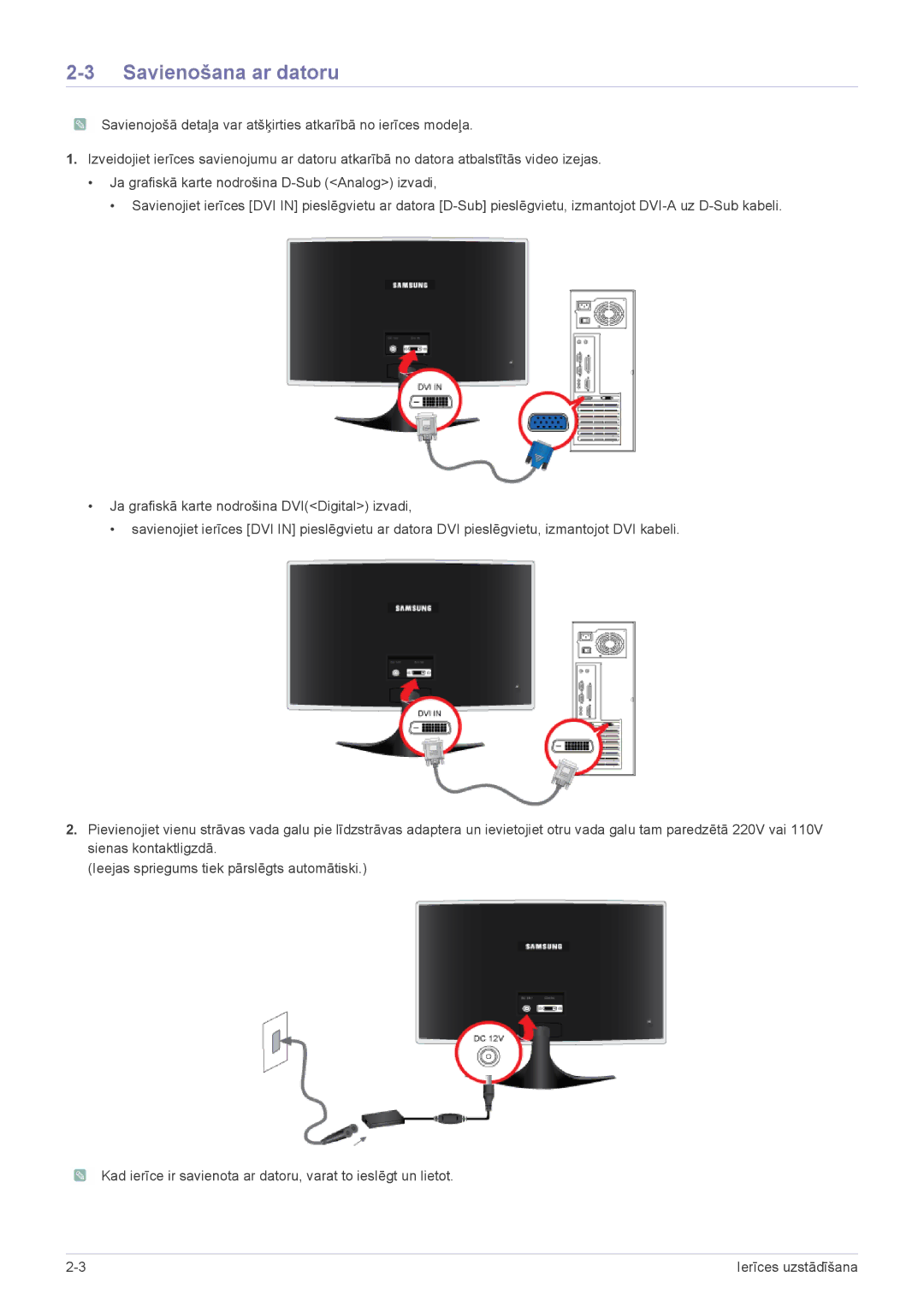 Samsung LS22B3UVMN/EN, LS23B3UVMN/EN manual Savienošana ar datoru 