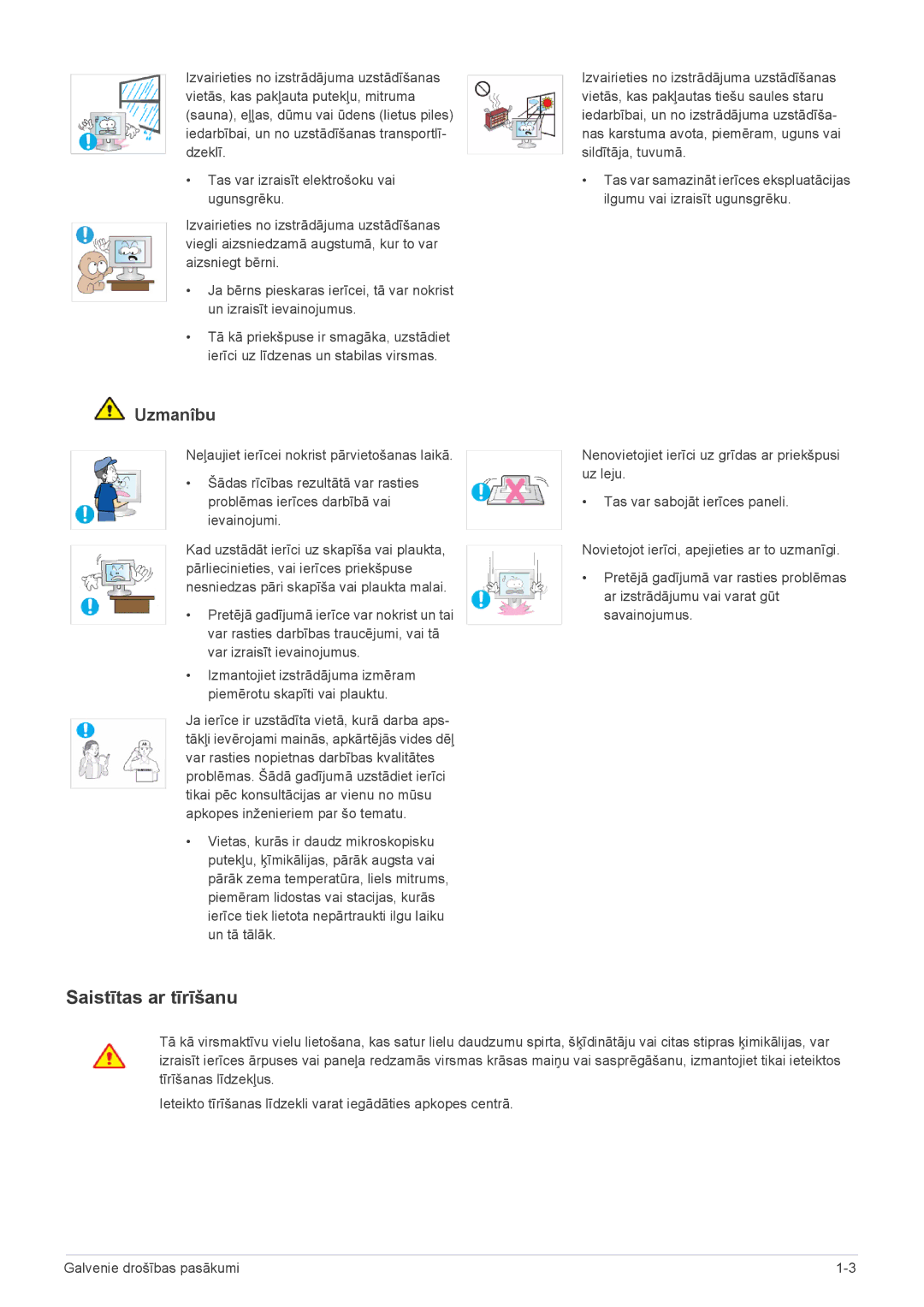 Samsung LS23B3UVMN/EN, LS22B3UVMN/EN manual Saistītas ar tīrīšanu 