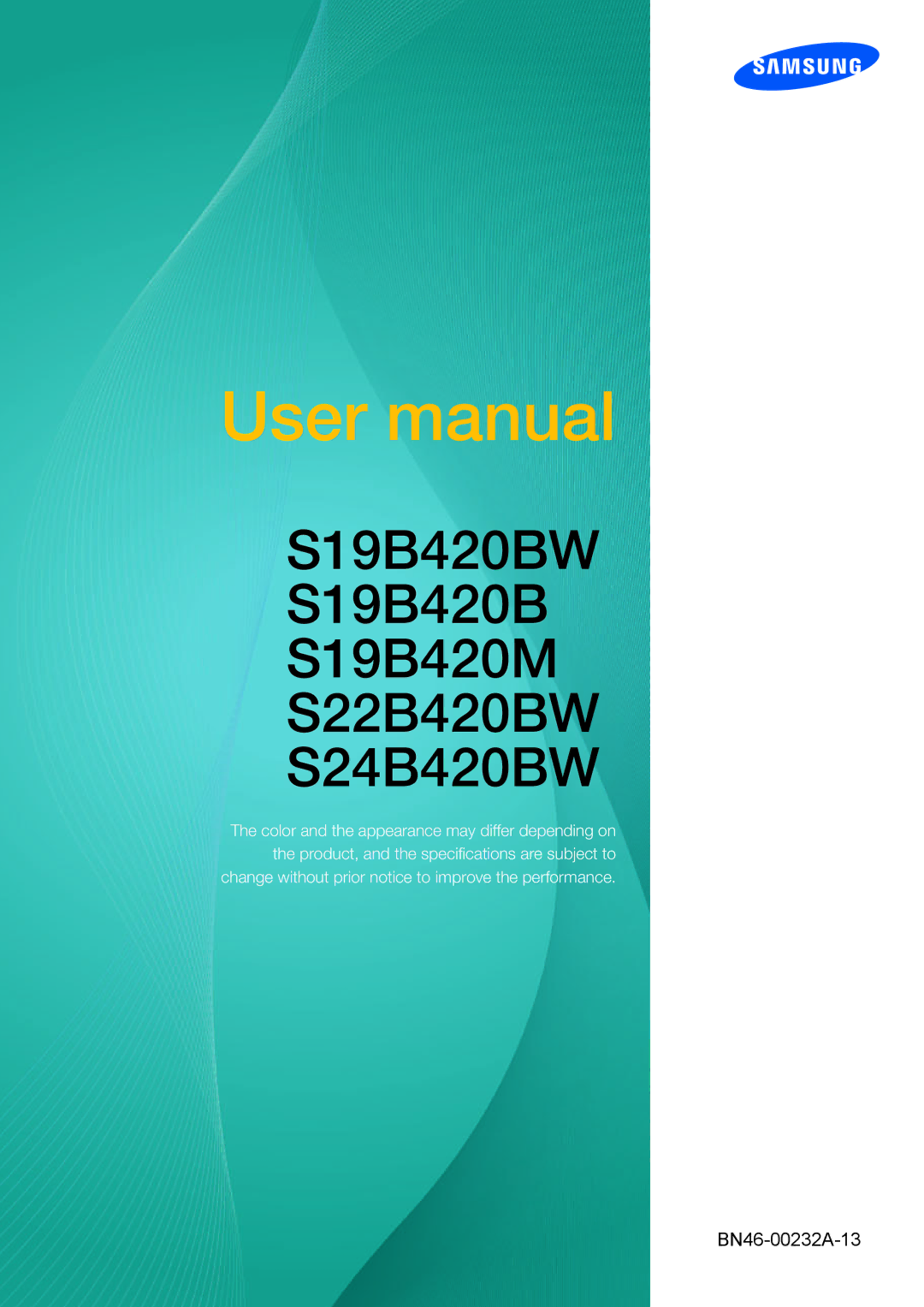 Samsung LS19B420BWV/EN, LS22B42XBWV/EN, LS24B42XBWG/EN, LS24B420BWV/EN manual S19B420BW S19B420M S22B420BW S24B420BW 