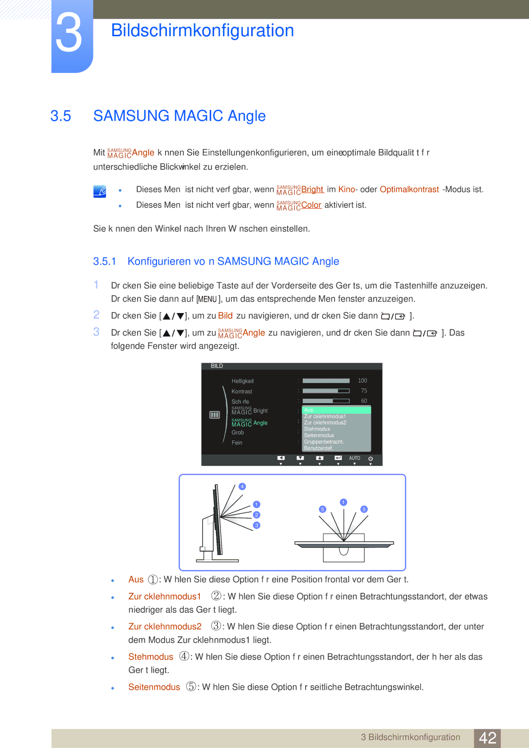 Samsung LS22B42XBWV/EN, LS19B420BWV/EN, LS24B42XBWG/EN, LS24B420BWV/EN manual Konfigurieren von Samsung Magic Angle 