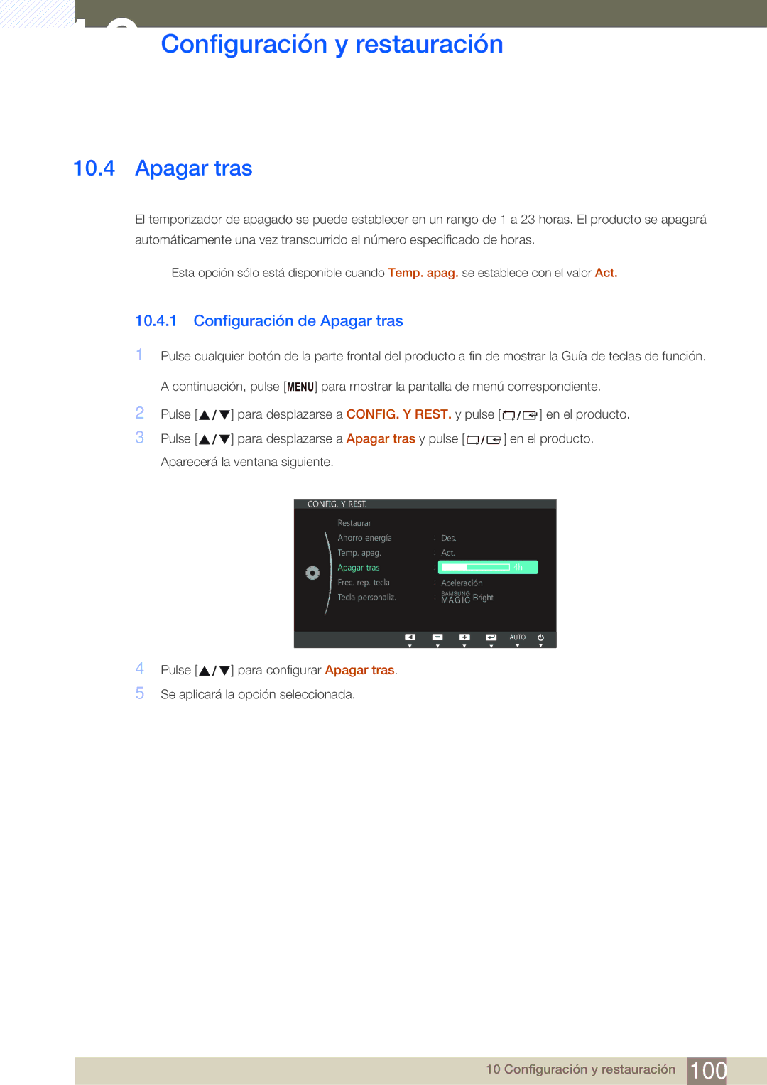 Samsung LS19C150FS/EN, LS22C150NS/EN, LS22B150NS/EN manual Configuración de Apagar tras 