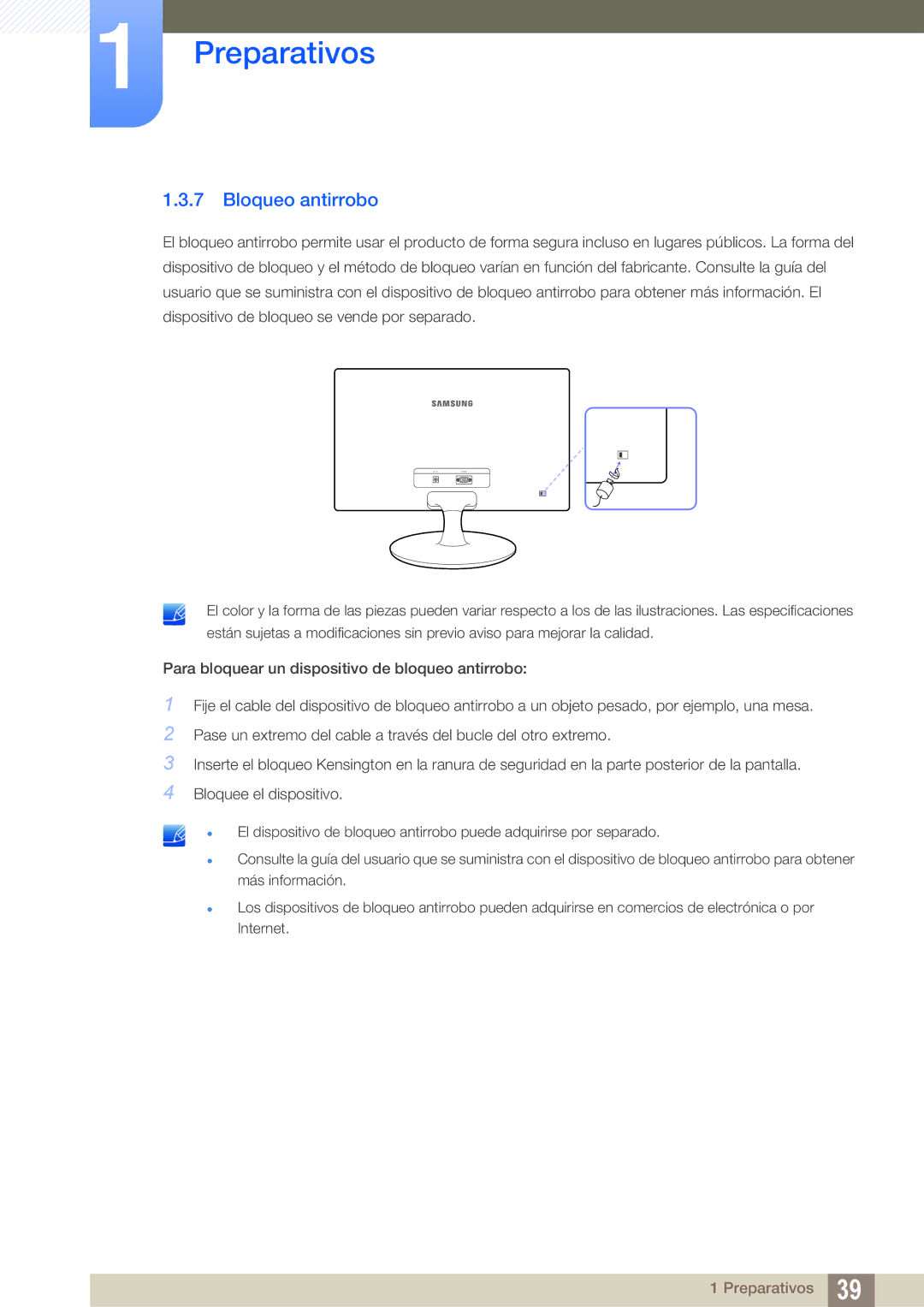 Samsung LS22C150NS/EN, LS19C150FS/EN, LS22B150NS/EN manual Bloqueo antirrobo 