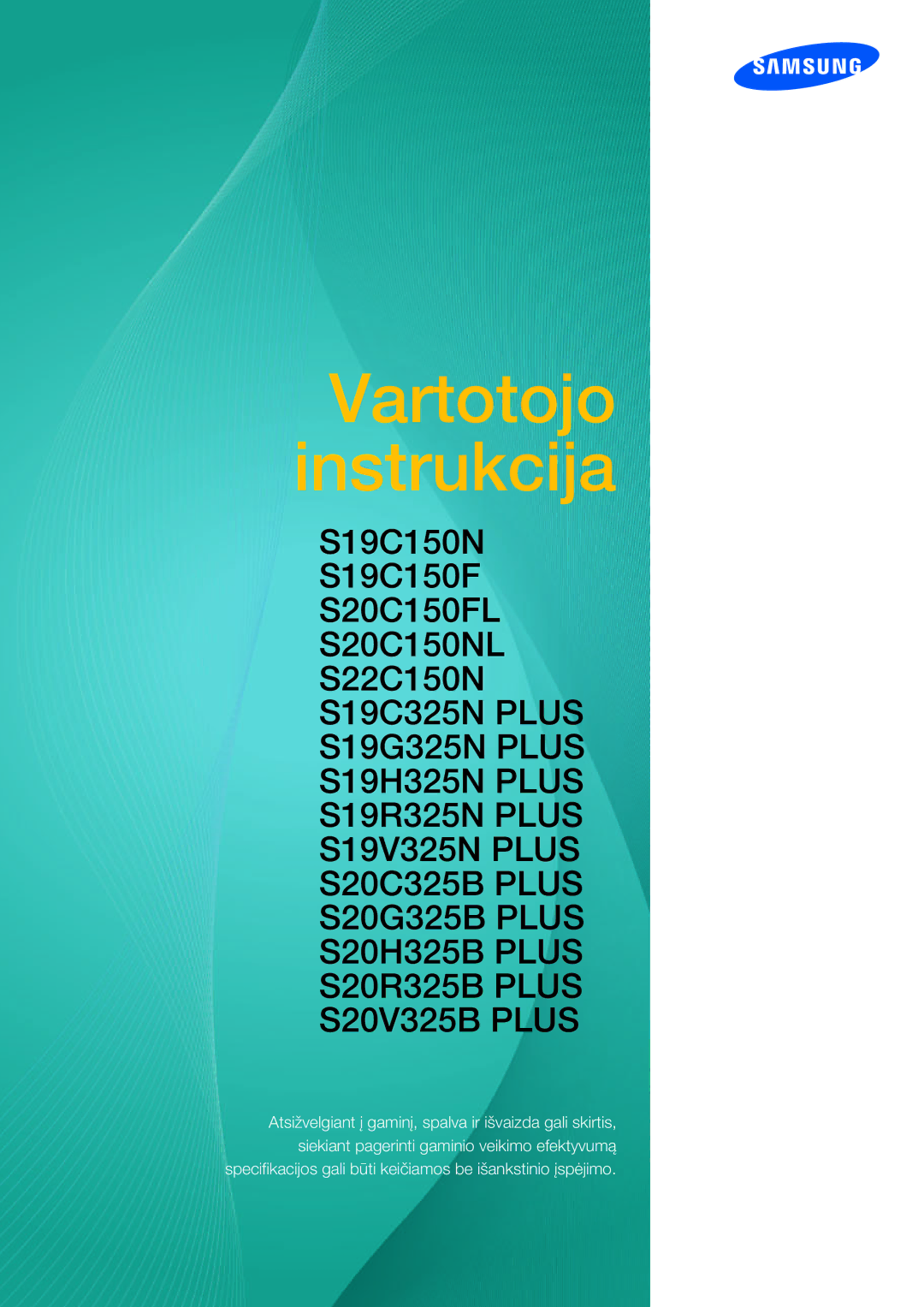 Samsung LS19C150FS/EN, LS22C150NS/EN, LS22B150NS/EN manual Vartotojo instrukcija 