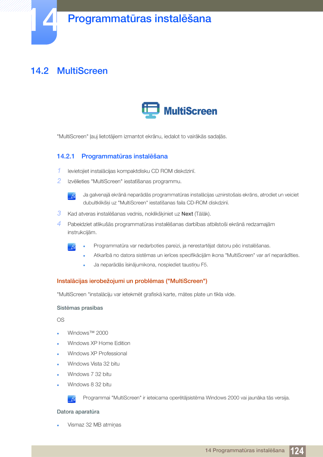 Samsung LS19C150FS/EN, LS22C150NS/EN, LS22B150NS/EN manual MultiScreen 