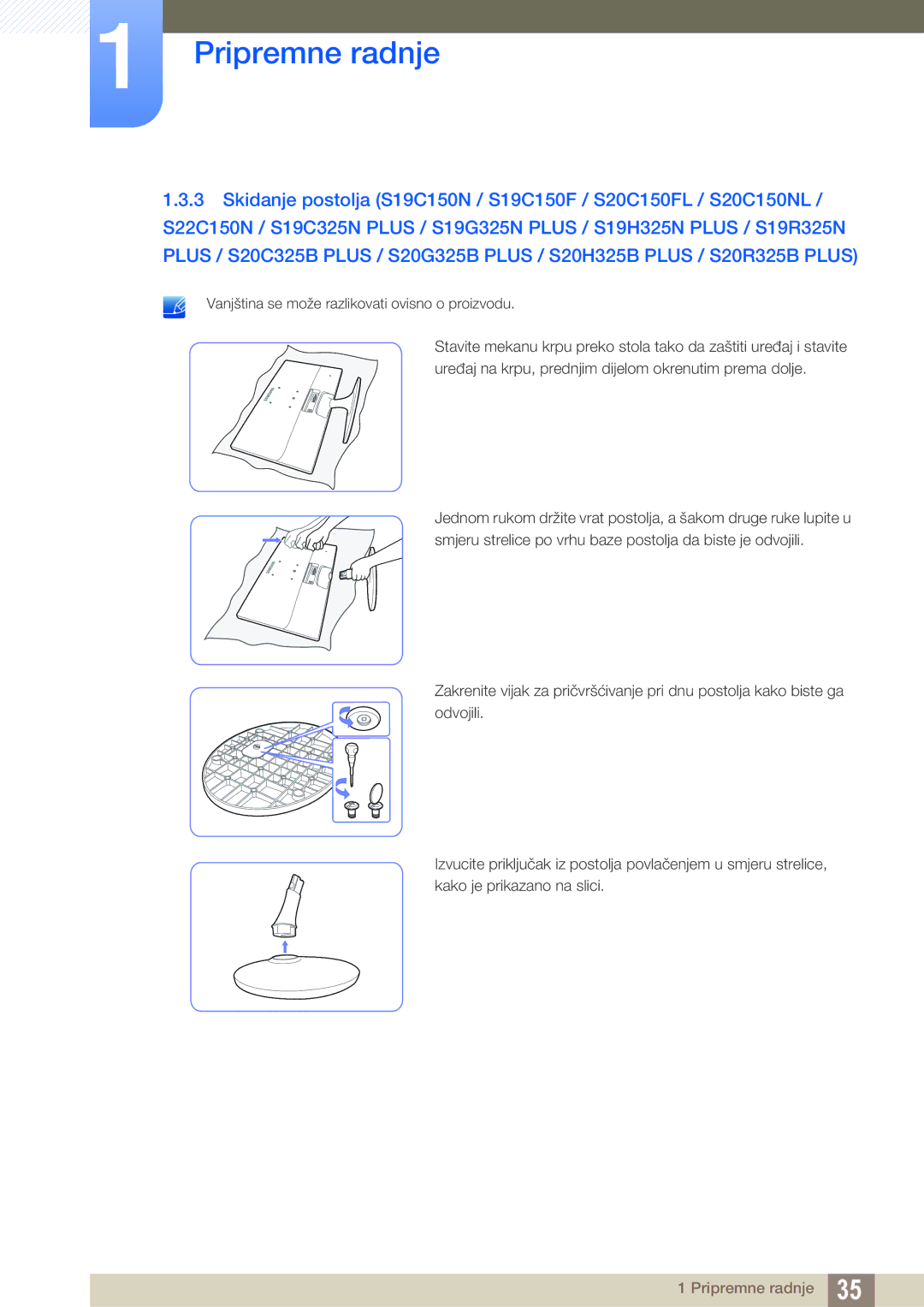 Samsung LS22B150NS/EN, LS22C150NS/EN, LS19C150FS/EN manual Pripremne radnje 