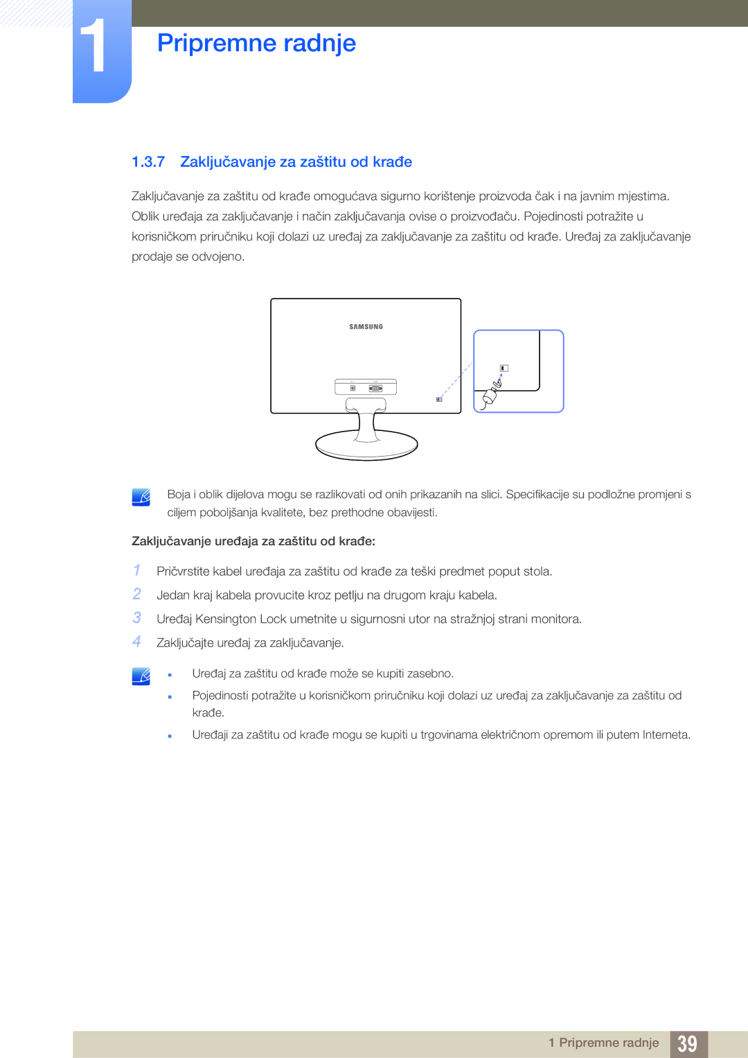 Samsung LS22C150NS/EN, LS19C150FS/EN, LS22B150NS/EN manual Zaključavanje za zaštitu od krađe 