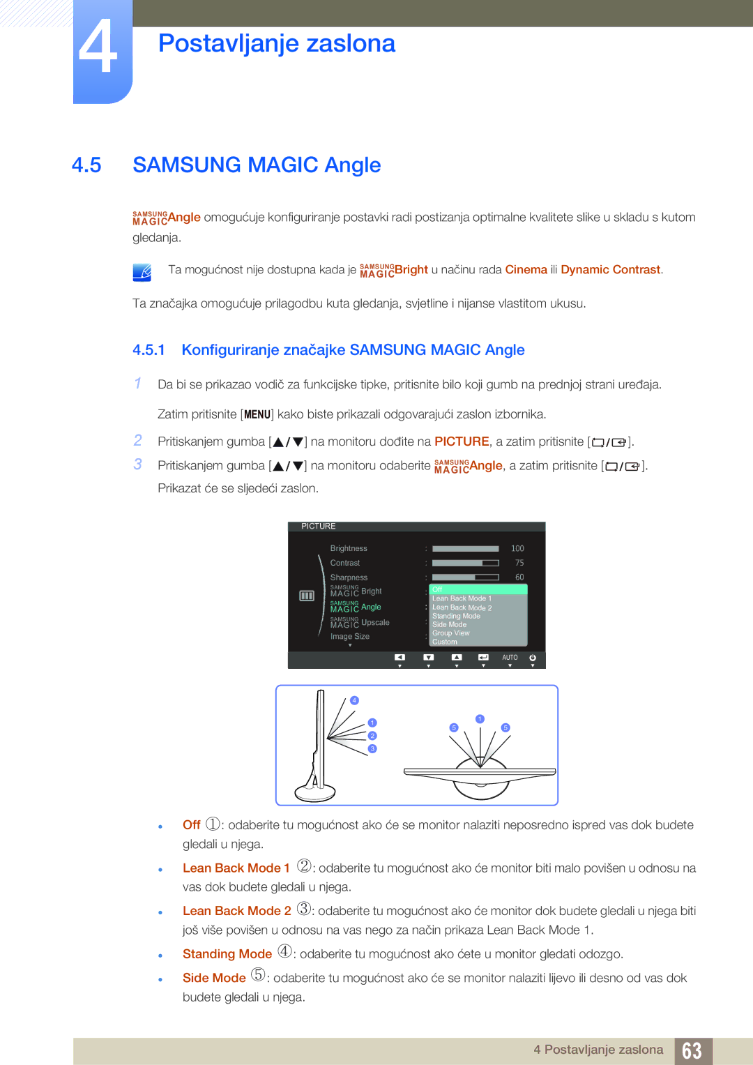 Samsung LS22C150NS/EN, LS19C150FS/EN, LS22B150NS/EN manual Konfiguriranje značajke Samsung Magic Angle 