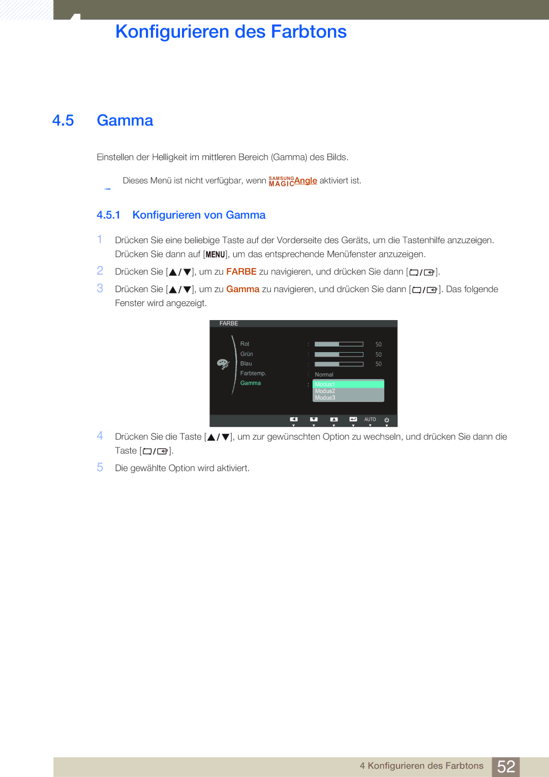 Samsung LS22C20KBSZ/EN, LS19C20KNY/EN, LS24C20KBL/EN, LS22C20KBS/EN manual Konfigurieren von Gamma 