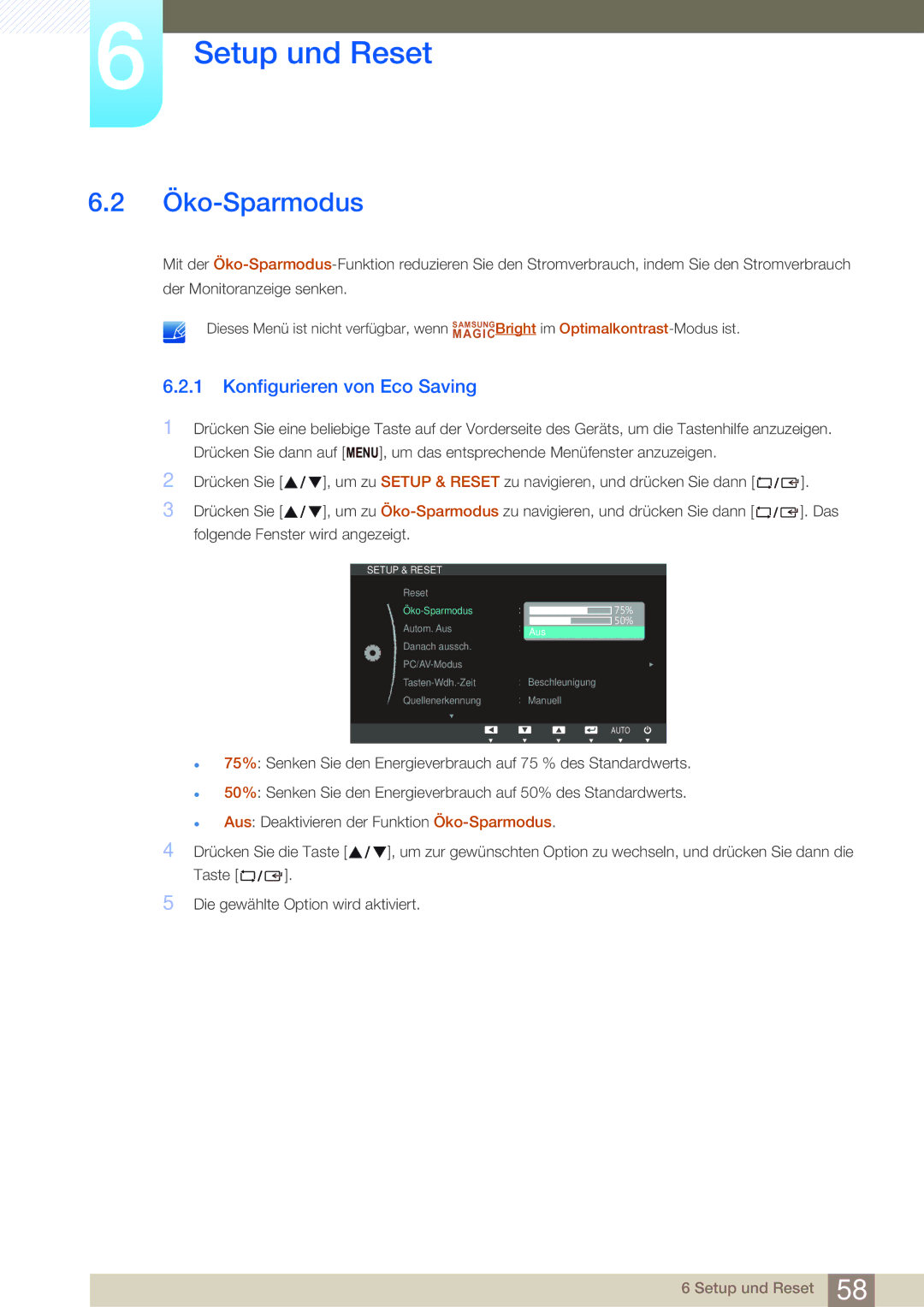 Samsung LS24C20KBL/EN, LS22C20KBSZ/EN, LS19C20KNY/EN, LS22C20KBS/EN manual Öko-Sparmodus, Konfigurieren von Eco Saving 