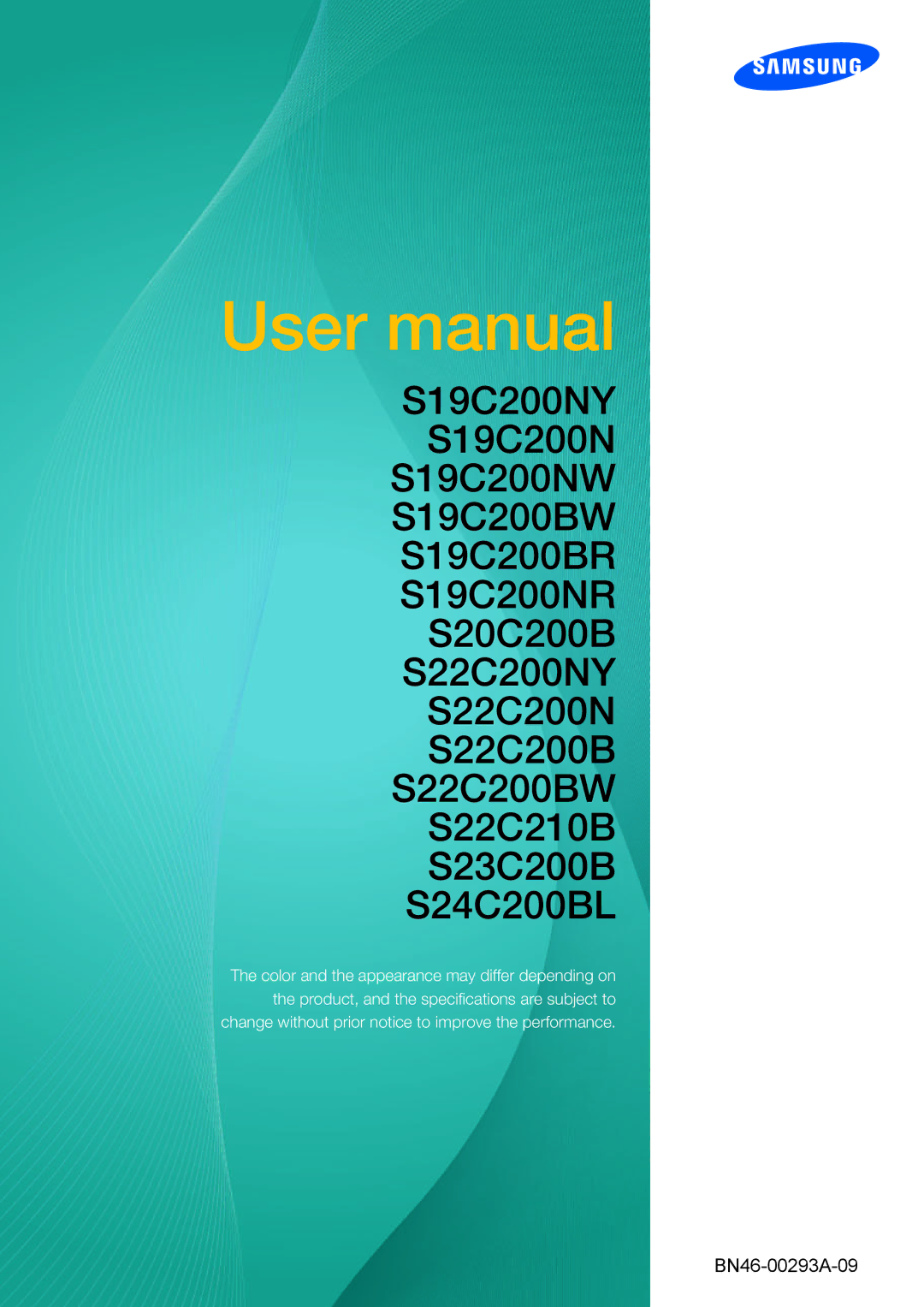 Samsung LS22C20KBSV/XJ, LS22C20KBSZ/EN, LS19C20KBRV/XJ, LS23C20KBSV/XJ, LS19C20KNS/EN, LS19C20KNY/EN manual BN46-00293A-09 