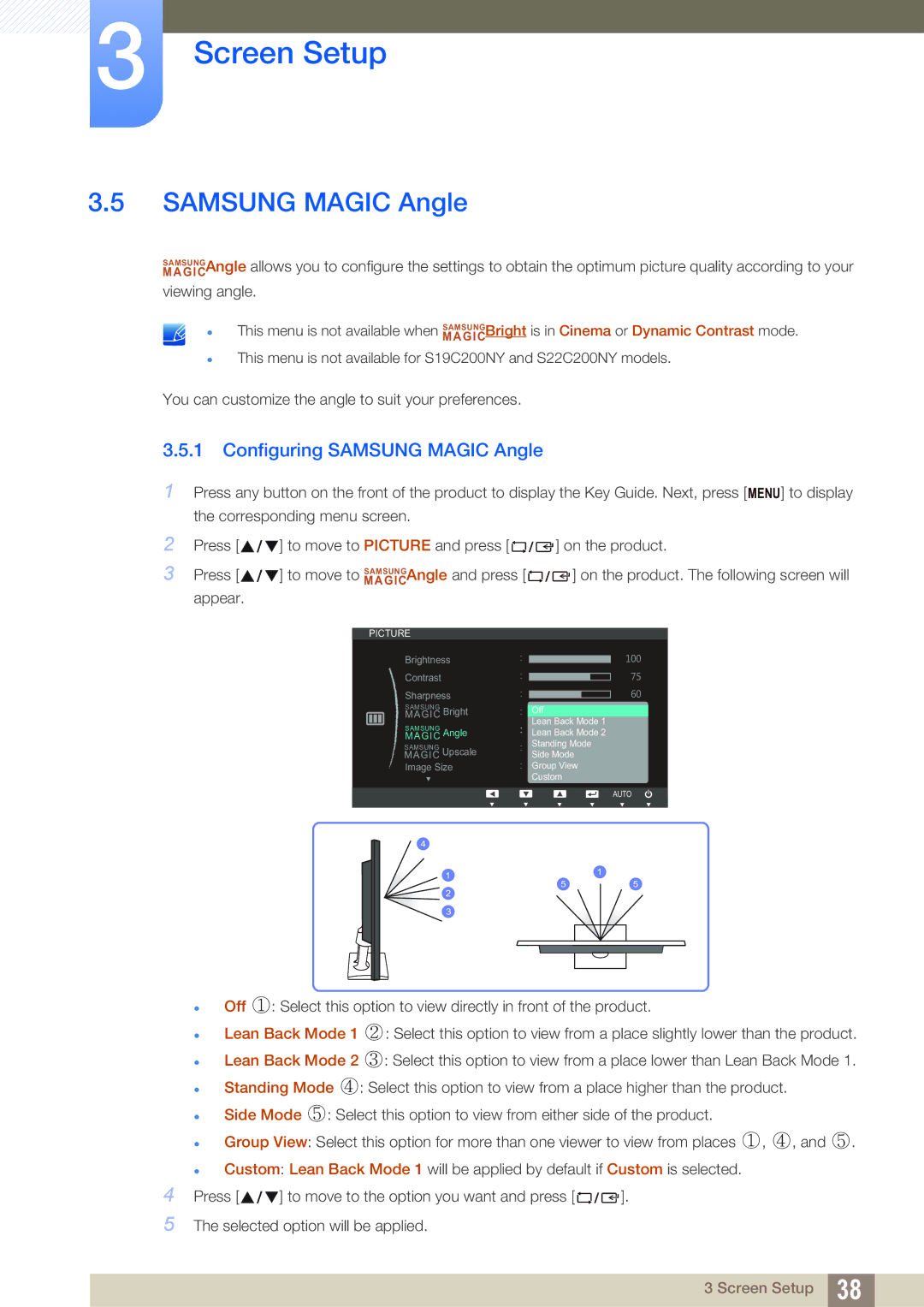 Samsung LS19C20KNW/EN, LS22C20KBSZ/EN, LS22C20KBSV/XJ, LS19C20KBRV/XJ, LS23C20KBSV/XJ Configuring Samsung Magic Angle 