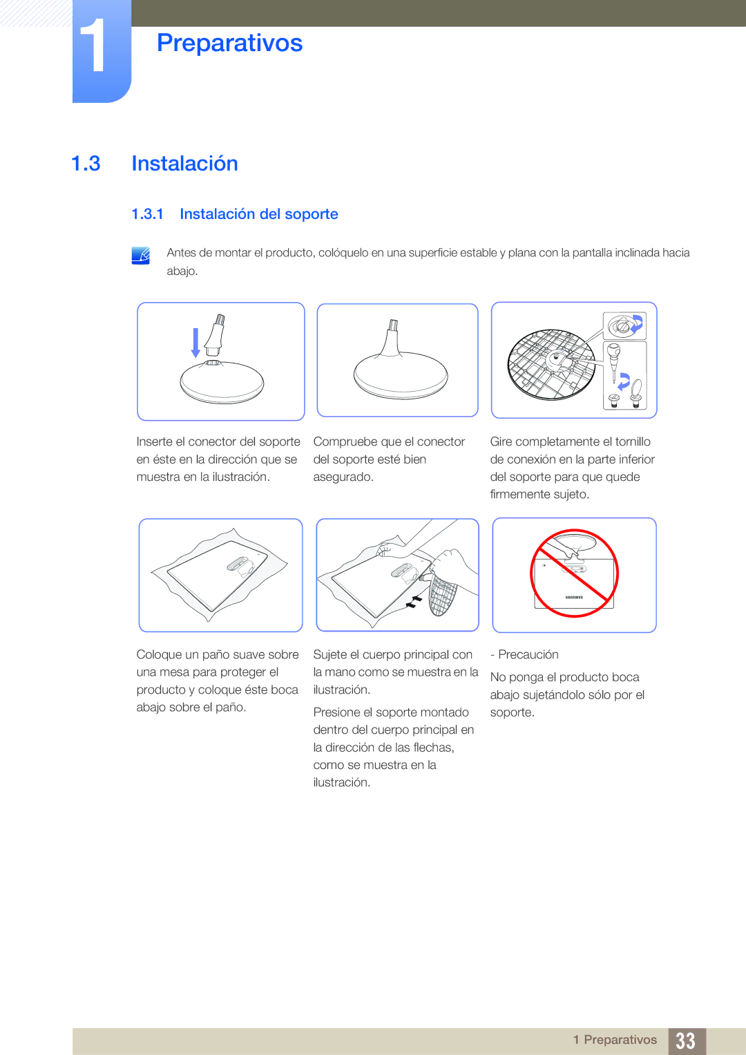 Samsung LS22C300HS/EN, LS22C300BS/EN, LS20C300BL/EN, LS24C300HS/EN, LS24B300HL/EN manual Instalación del soporte 