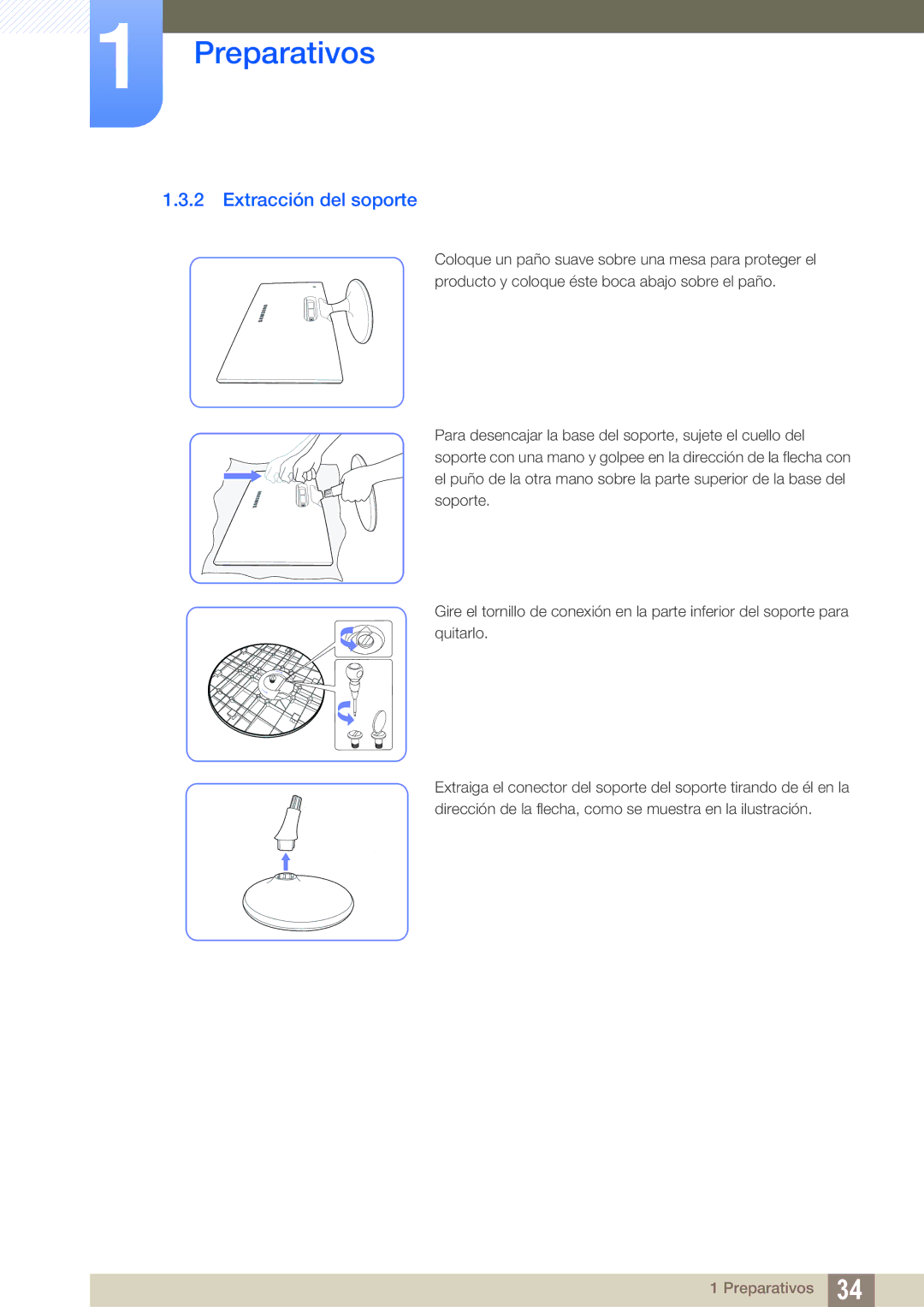 Samsung LS24B300HL/EN, LS22C300BS/EN, LS20C300BL/EN, LS24C300HS/EN, LS22C300HS/EN manual Extracción del soporte 