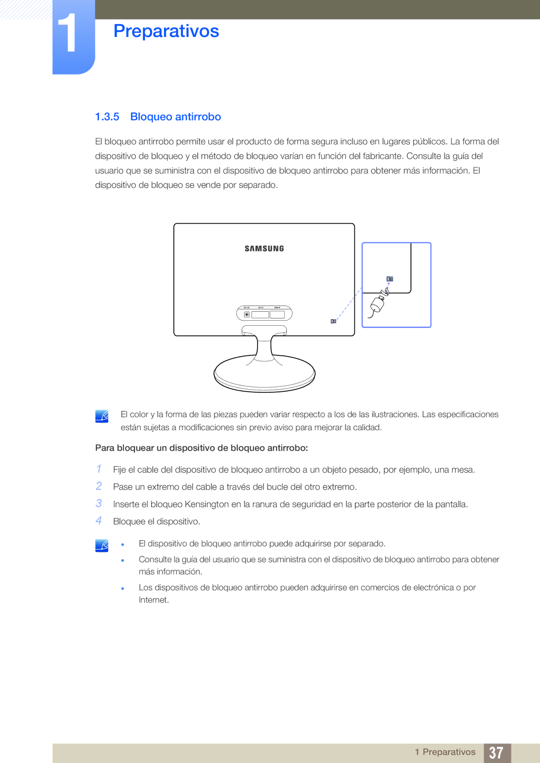 Samsung LS24C300HS/EN, LS22C300BS/EN, LS20C300BL/EN, LS22C300HS/EN, LS24B300HL/EN manual Bloqueo antirrobo 