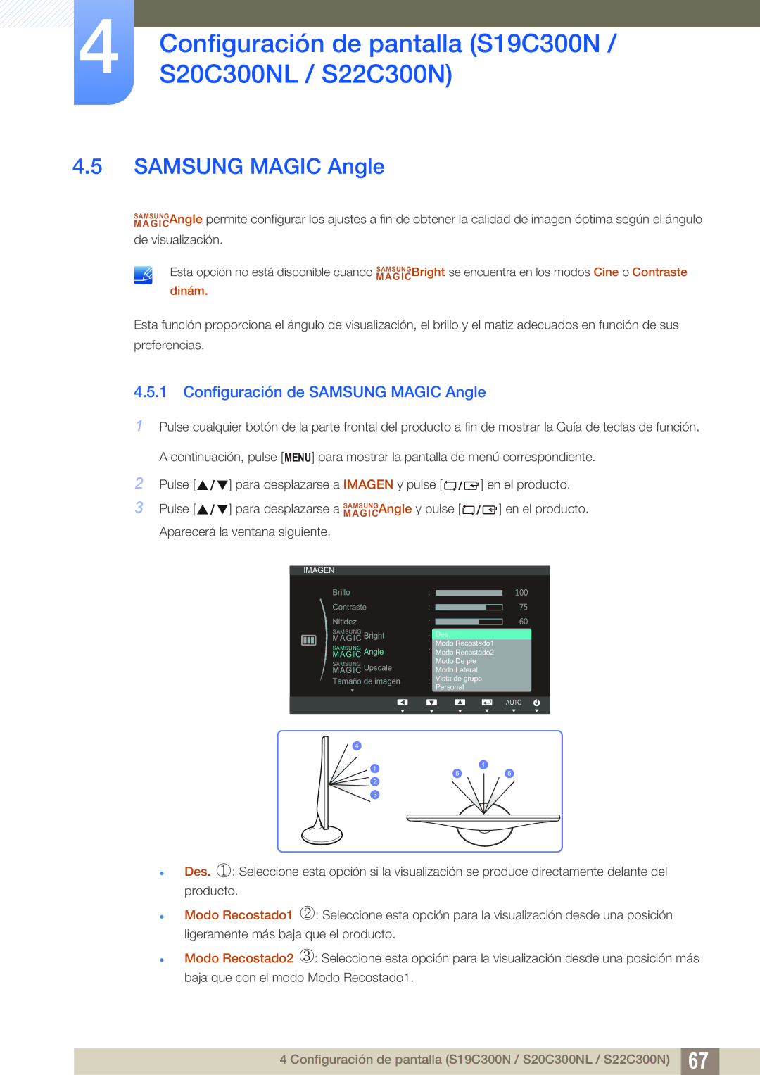 Samsung LS24C300HS/EN, LS22C300BS/EN, LS20C300BL/EN, LS22C300HS/EN, LS24B300HL/EN manual Samsung Magic Angle 