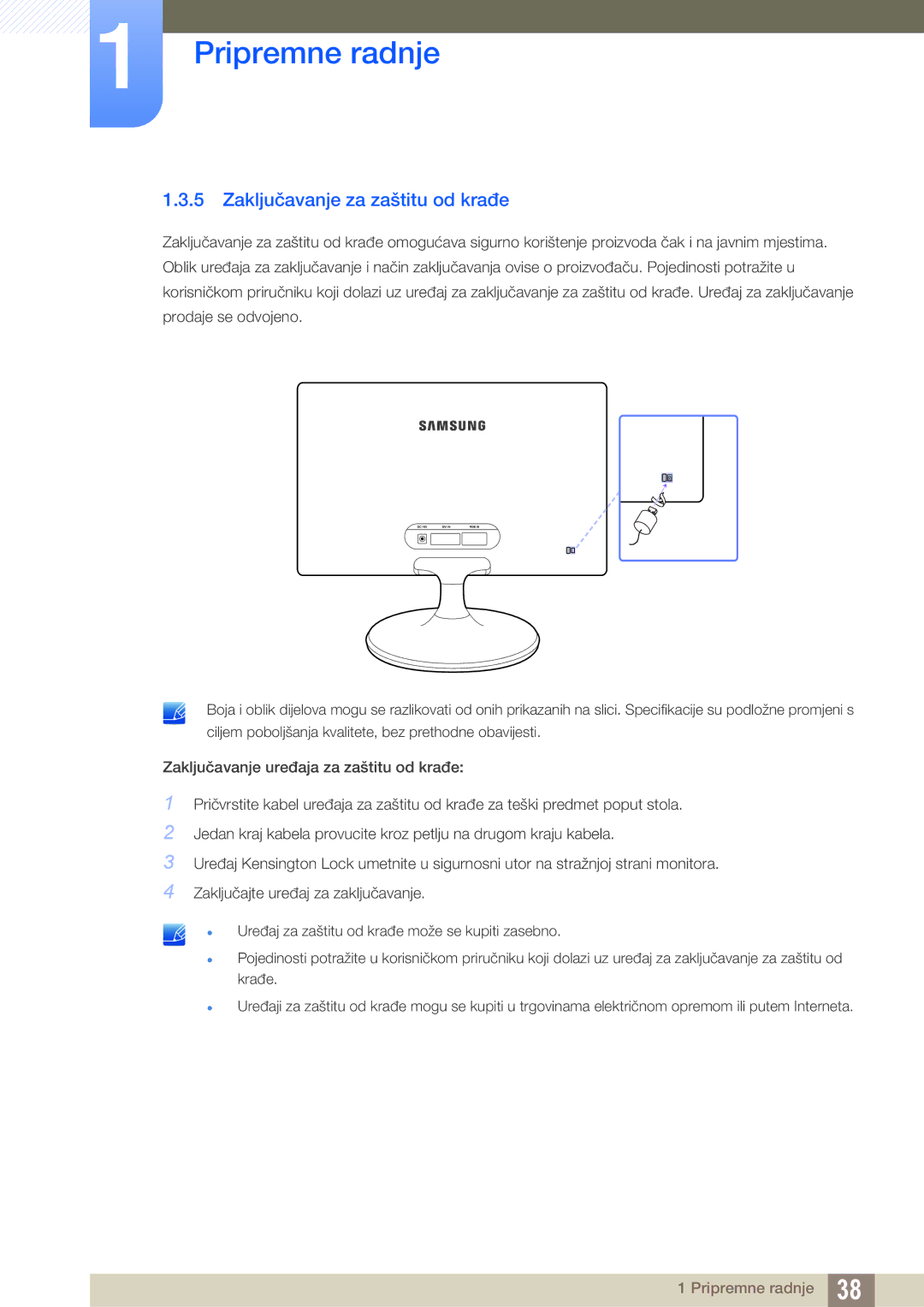 Samsung LS22C300HS/EN, LS22C300BS/EN, LS20C300BL/EN, LS24C300HS/EN, LS24B300HL/EN manual Zaključavanje za zaštitu od krađe 