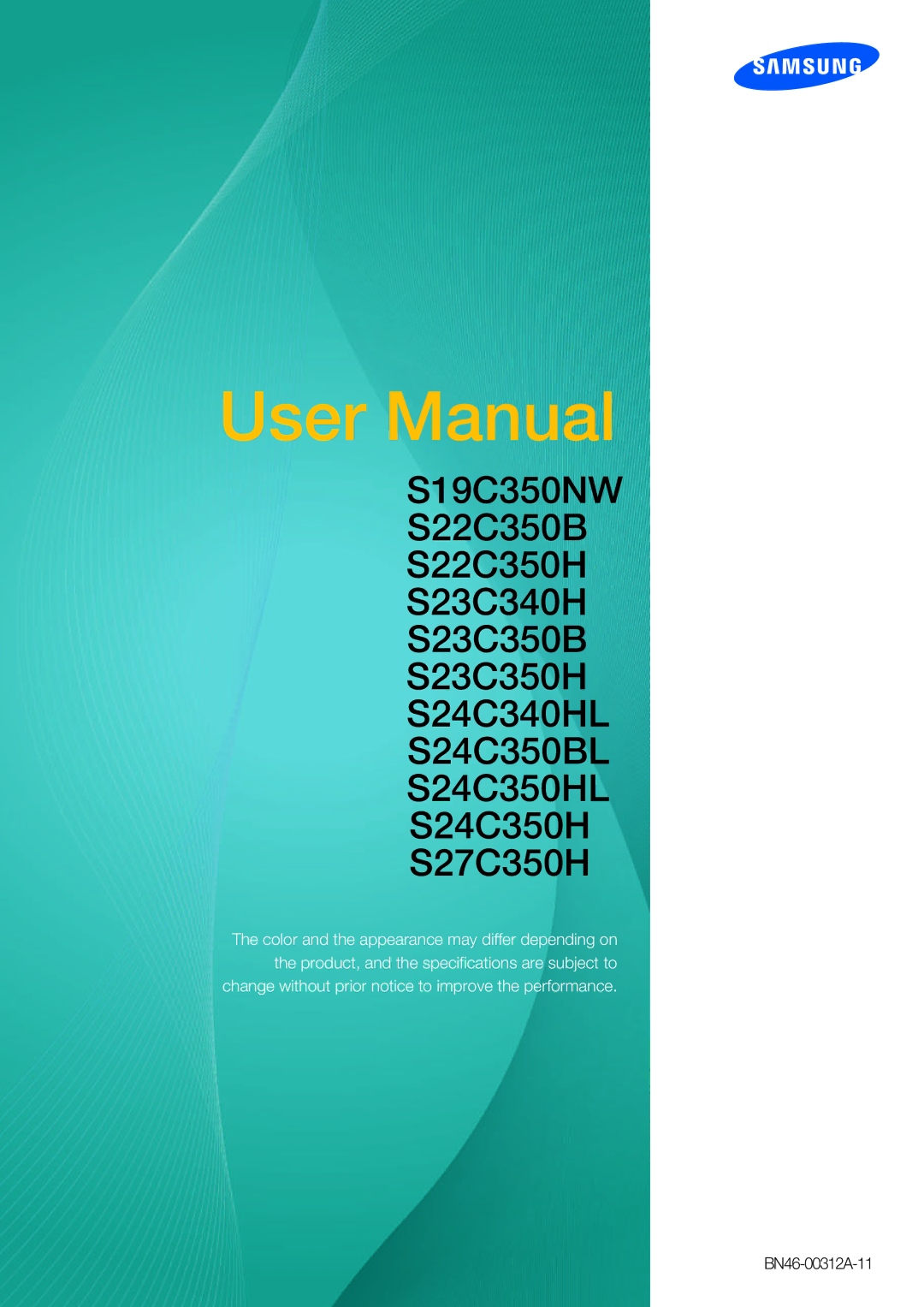 Samsung LS24C350HS/EN, LS22C350HS/EN, LS23C350HS/EN, LS27C350HS/EN, LS22D300NY/EN, LS24C350HL/ZN manual BN46-00312A-11 