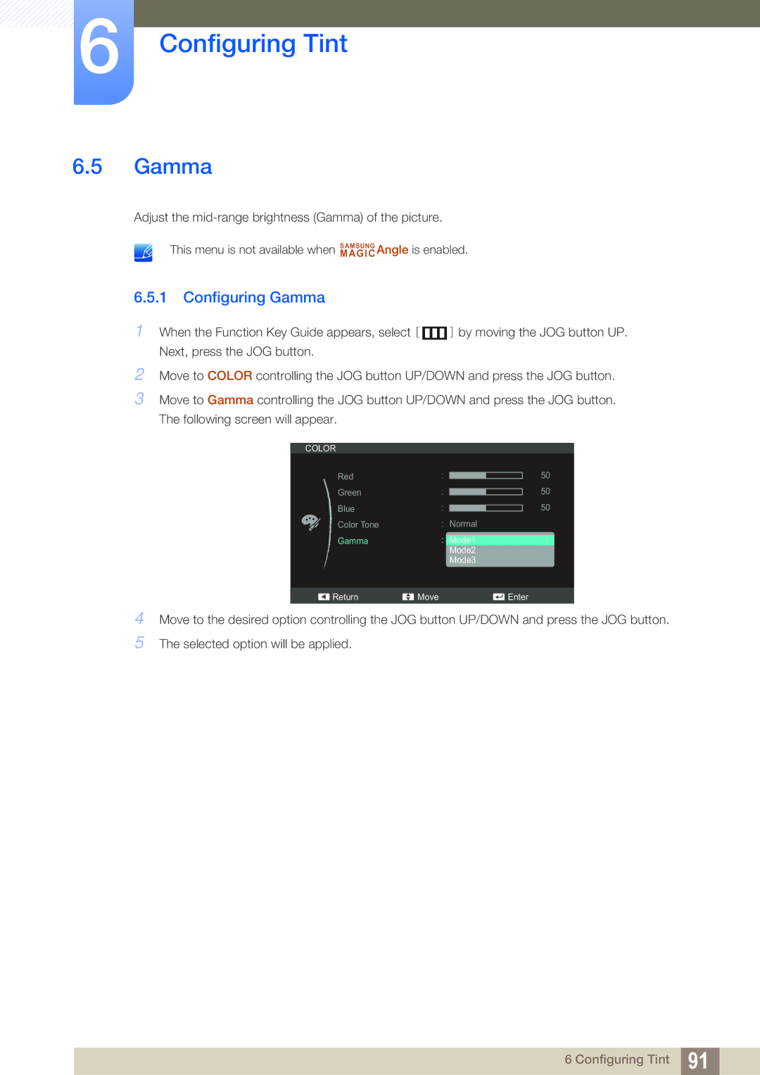 Samsung LS22D300NY/XV, LS22C350HS/EN, LS24C350HS/EN, LS23C350HS/EN, LS27C350HS/EN, LS22D300NY/EN manual Configuring Gamma 